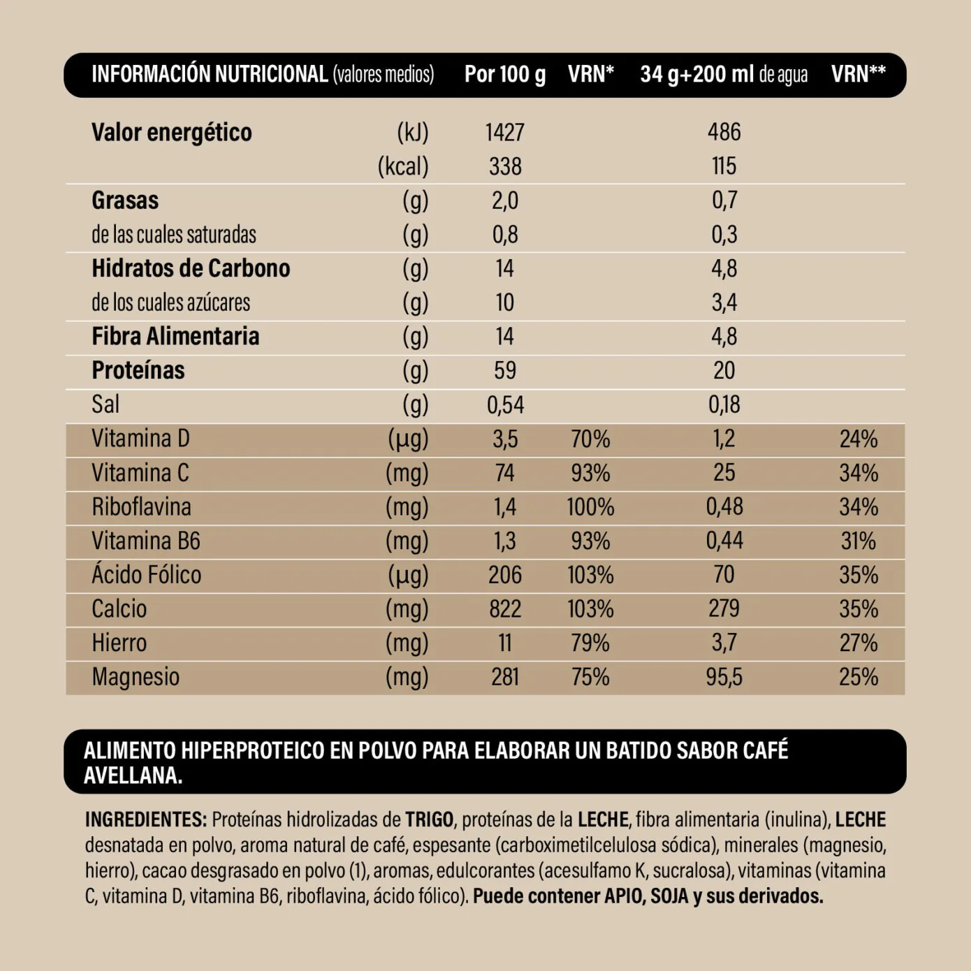 Batido Proteína Moka Avellana BICENTURY 340g - Image 3