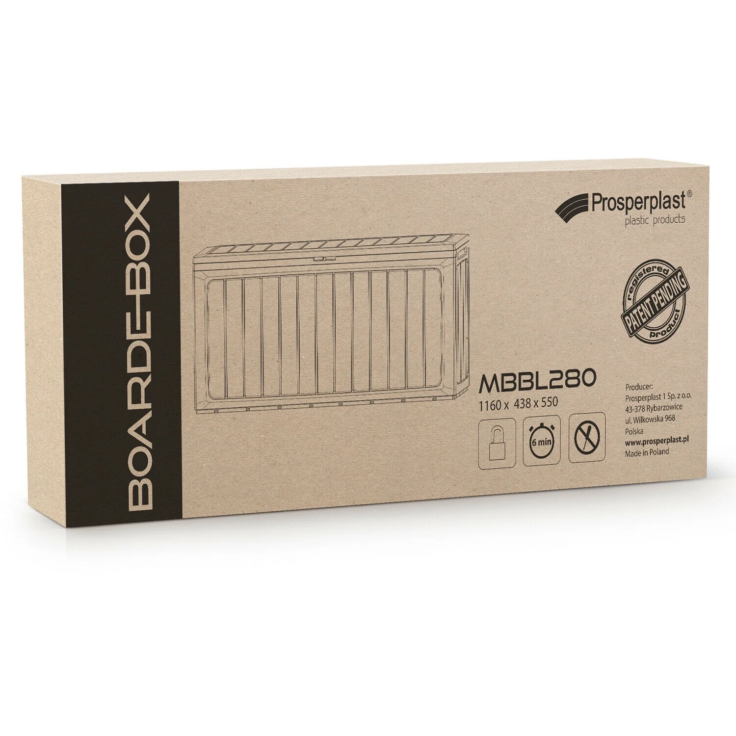 Baul De Jardin 280 Litros Prosperplast Boardebox De Plastico En Color Antracita 116 X 43,3 X 55 Cm - Image 4