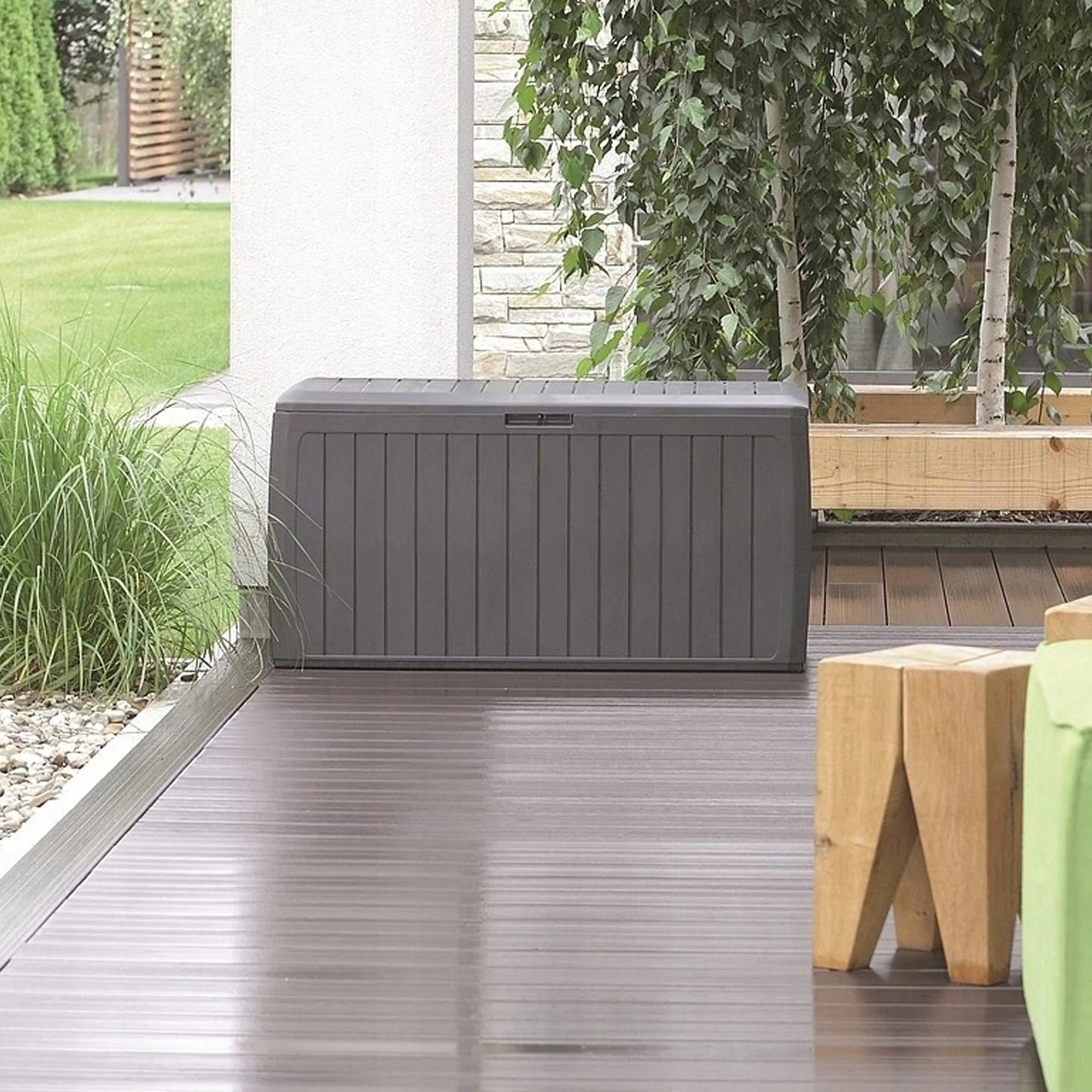 Baul De Jardin 290 Litros Prosperplast Boxe Board De Plastico En Color Antracita 116,6 X 47 X 59,5 Cm - Image 3