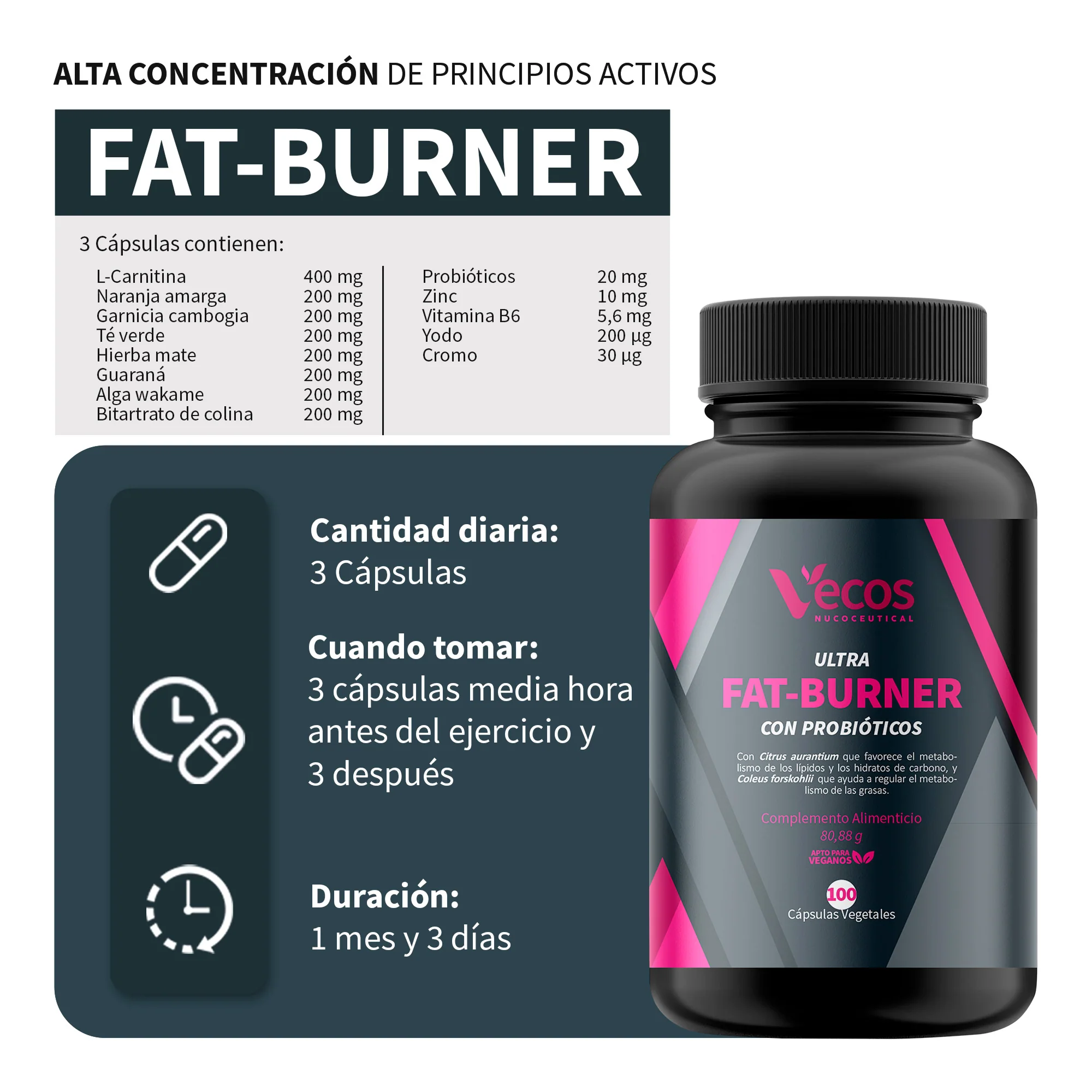 Bcaa 2:1:1 Vecos 200 Cápsulas | Recuperación Muscular Y Energía | Con Glutamina Y Vitamina B6 - Image 3