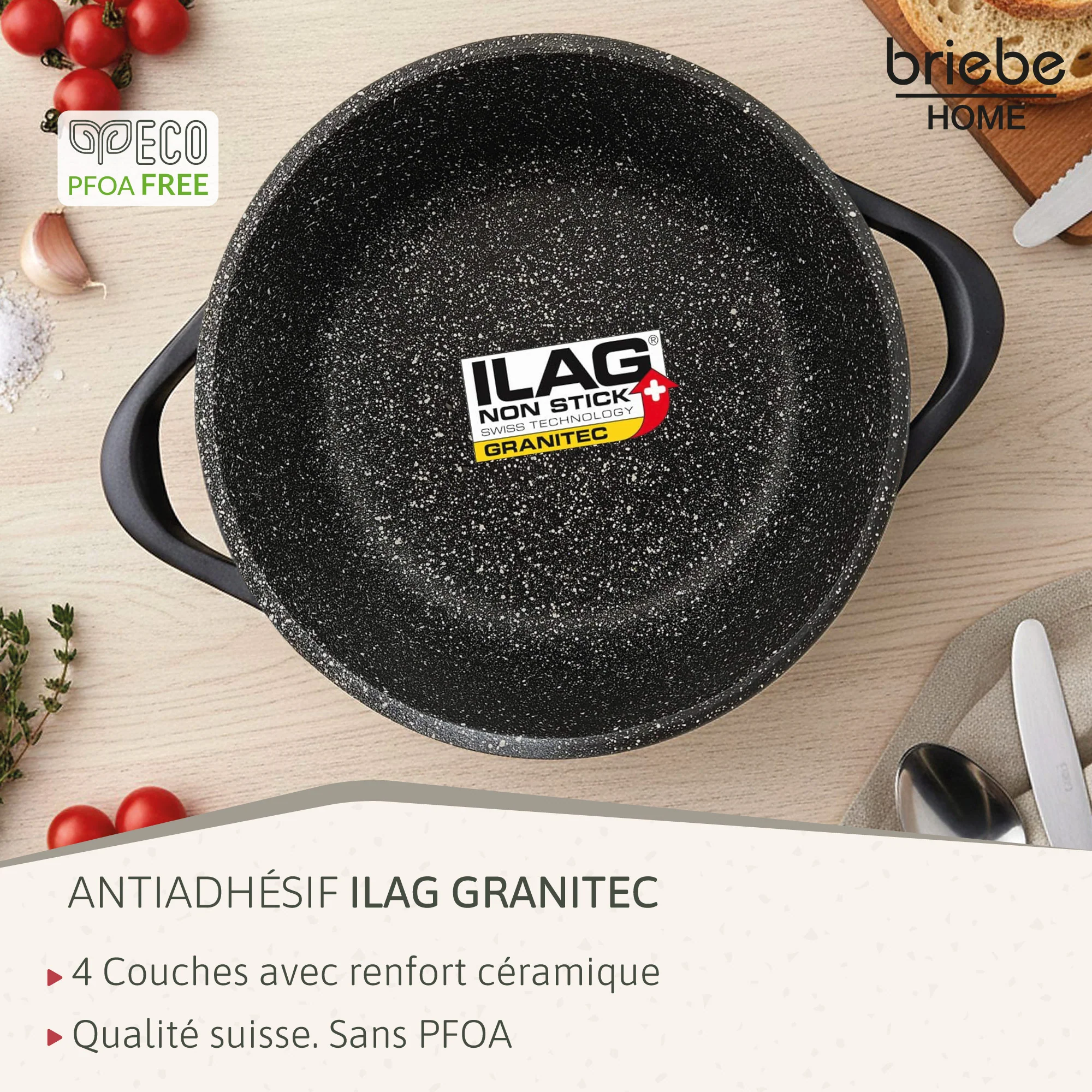Briebe Batería De Cocina Inducción 8 Piezas Aluminio Fundido 4 Ollas Con Tapa De Cristal Antiadherente, Mgk-17, Negro - Image 5