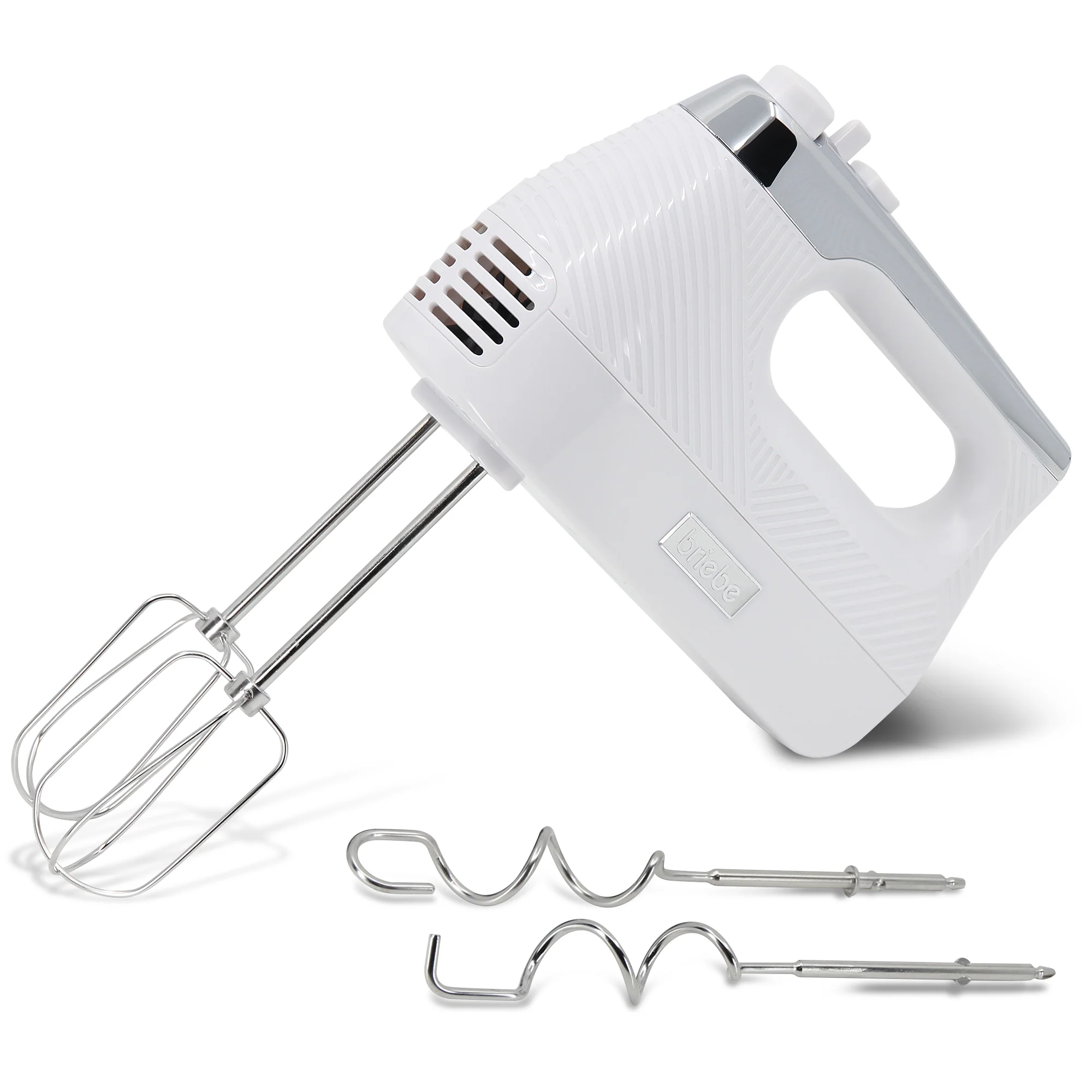 Briebe Batidora De Varillas Eléctrica 400w Amasadora De Mano Especial Repostería 5 Velocidades + Turbo, Hm1174wht,blanco