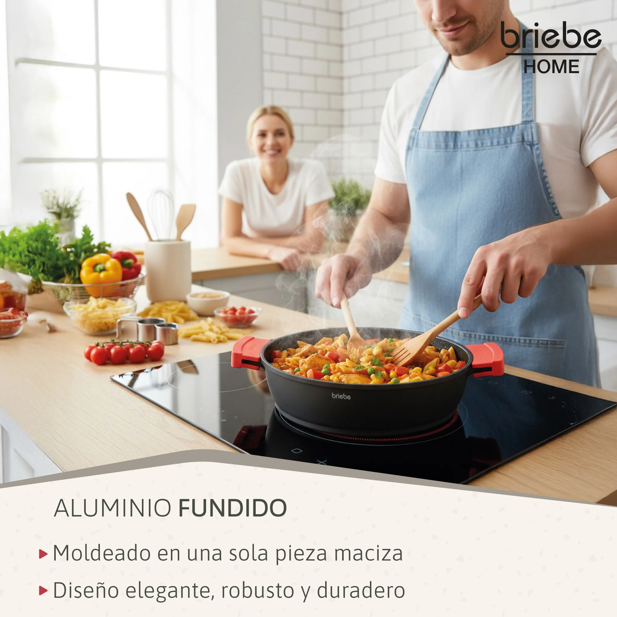 Briebe Cacerola Baja Cocina Inducción Antiadherente Titanio, Cazuela 32cm, Aluminio Fundido Sin Pfoa, Black Titanium - Image 4