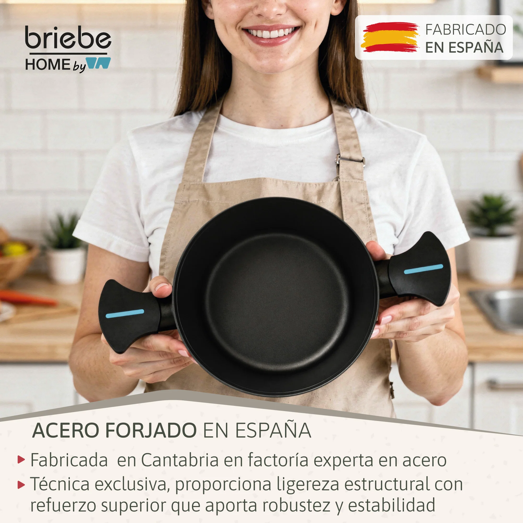 Briebe Cacerola Inducción Acero Forjado 20cm Antiadherente Sin Pfoa, Todas Cocinas Fabricada En España, Mare, Azul - Image 3