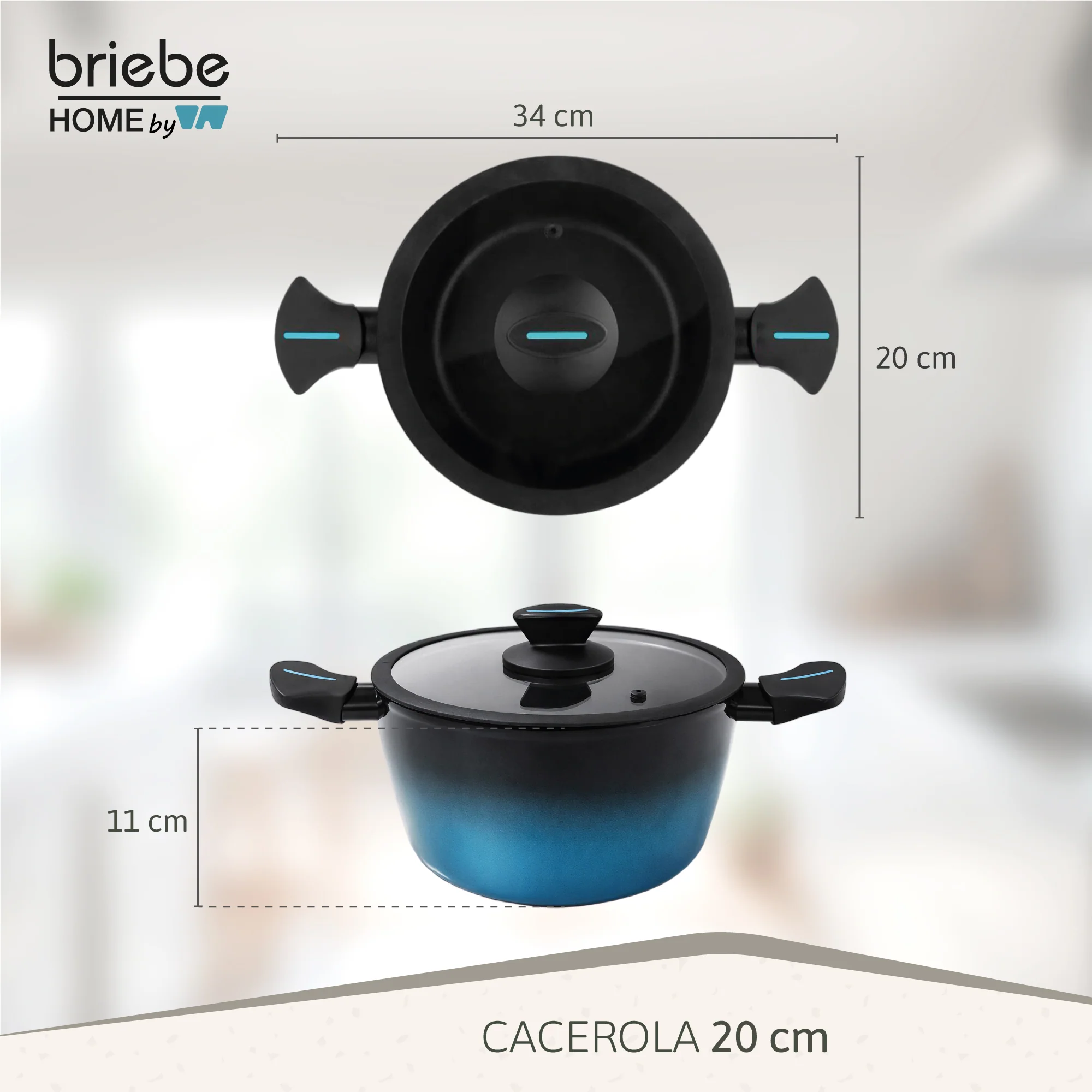 Briebe Cacerola Inducción Acero Forjado 20cm Antiadherente Sin Pfoa, Todas Cocinas Fabricada En España, Mare, Azul - Image 6