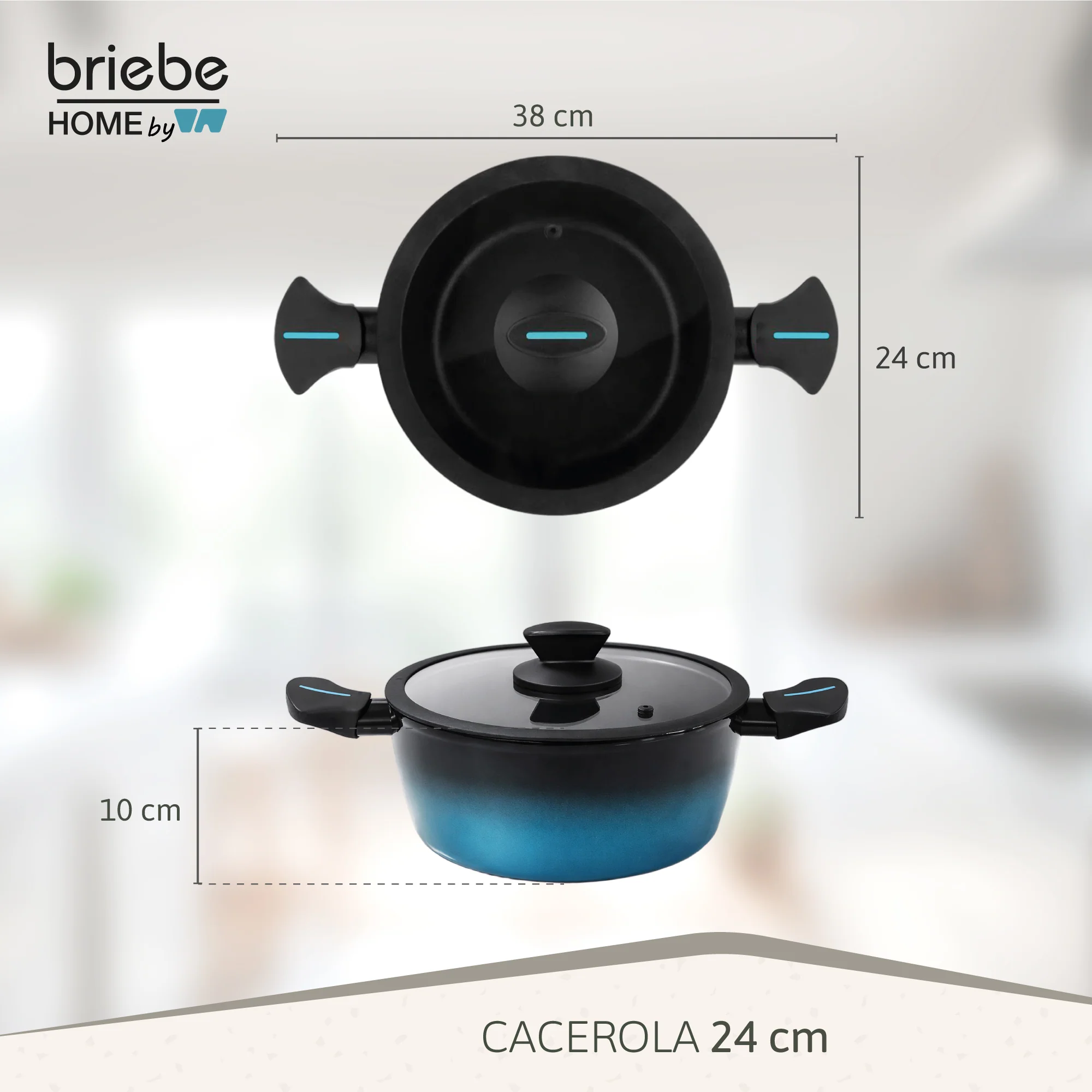 Briebe Cacerola Inducción Acero Forjado 24cm Antiadherente Sin Pfoa, Todas Cocinas Fabricada En España, Mare, Azul - Image 6