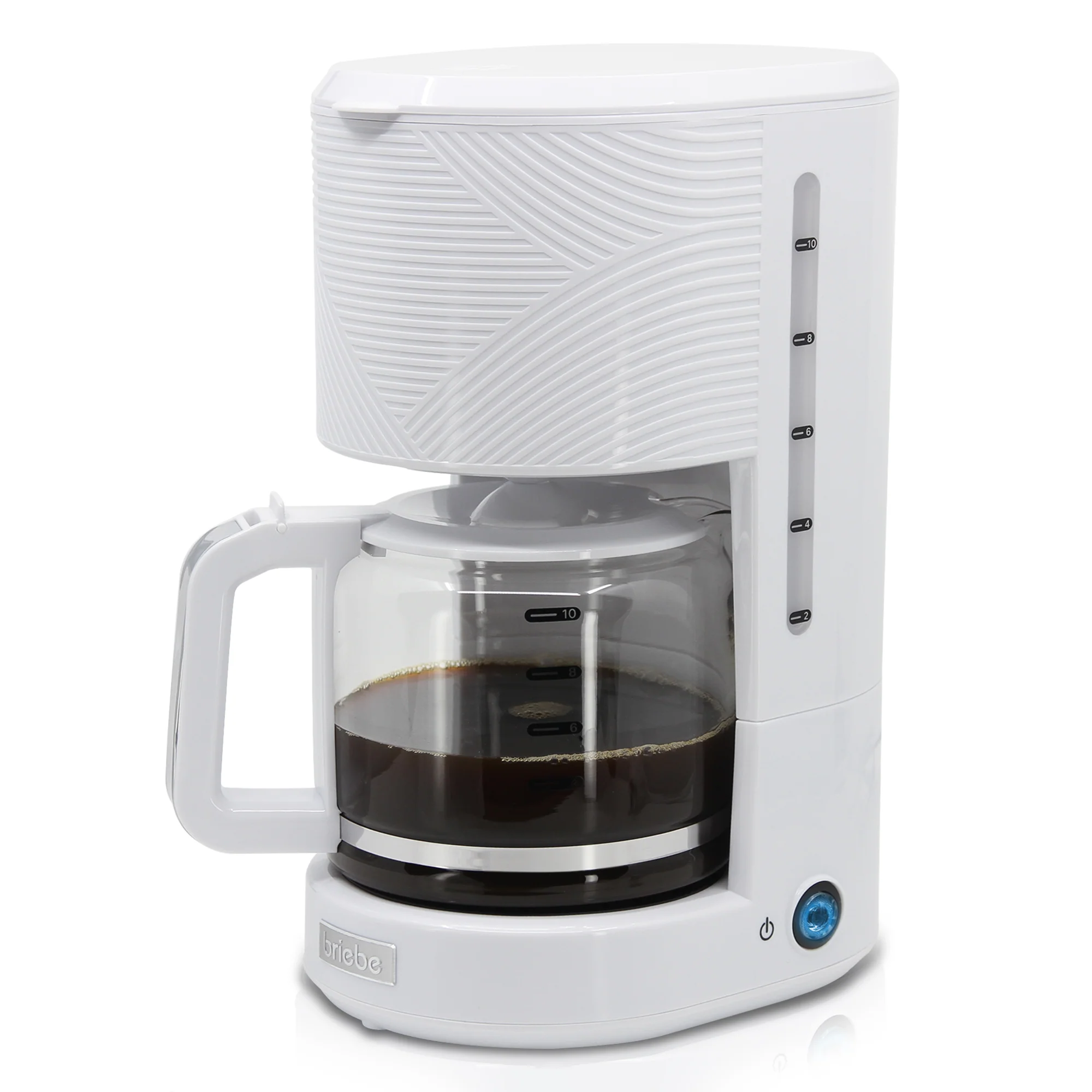 Briebe Cafetera Goteo 10 Tazas Máquina De Café Filtro Reutilizable, Función Mantener Caliente, 1,25 L, Cm1171wht,blanco