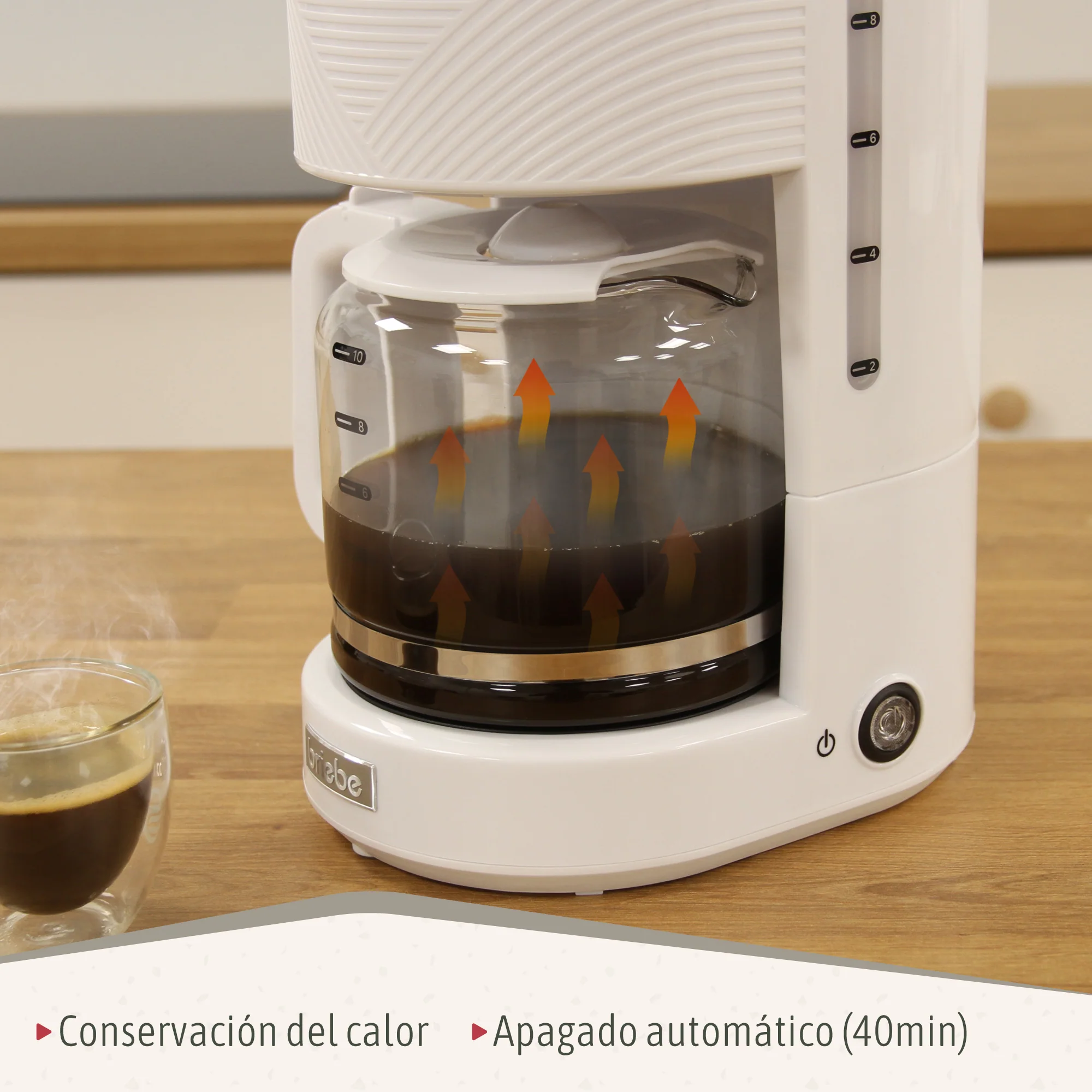 Briebe Cafetera Goteo 10 Tazas Máquina De Café Filtro Reutilizable, Función Mantener Caliente, 1,25 L, Cm1171wht,blanco - Image 3