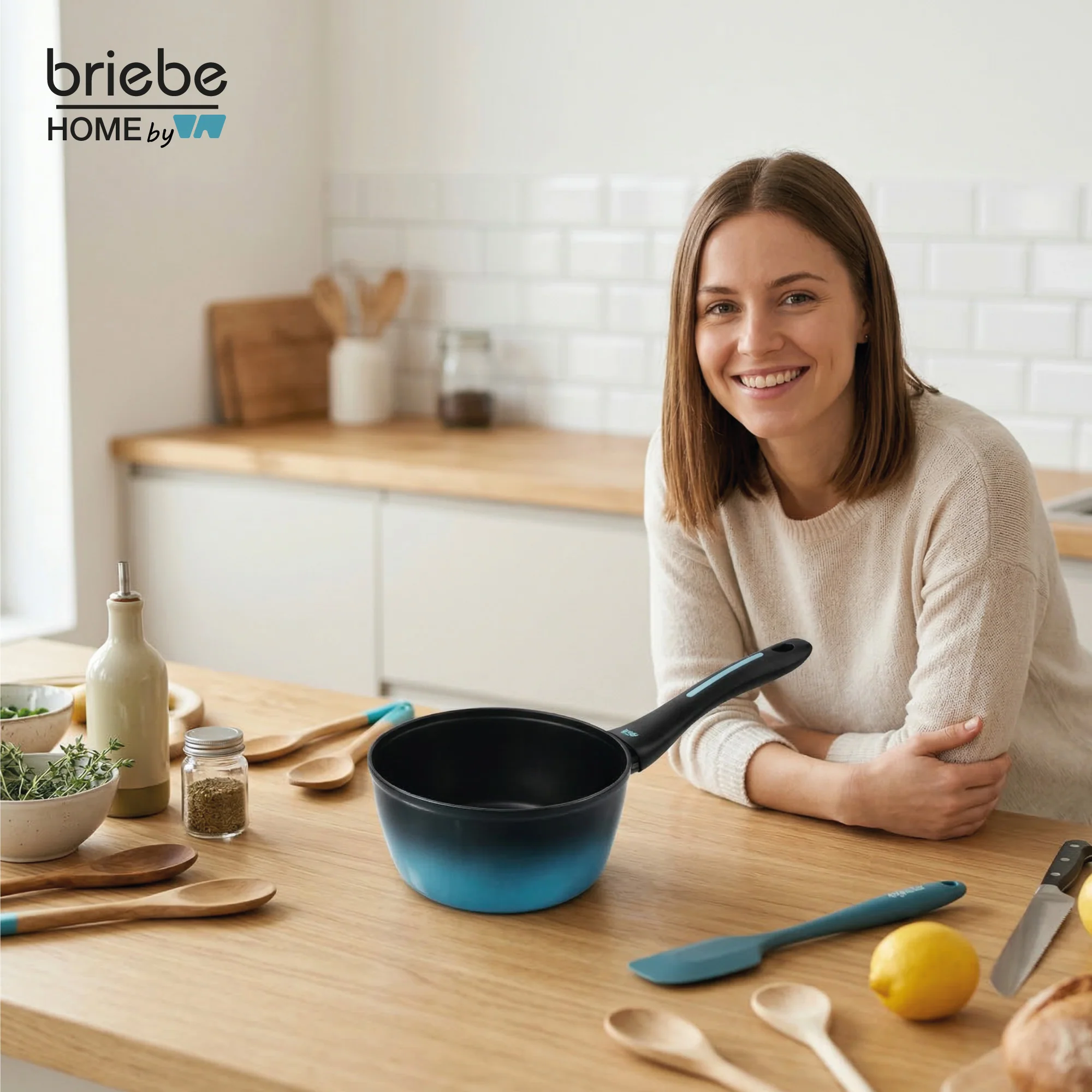 Briebe Cazo Inducción Acero Forjado 16cm Antiadherente Sin Pfoa, Todas Cocinas Fabricada En España, Mare, Azul - Image 2