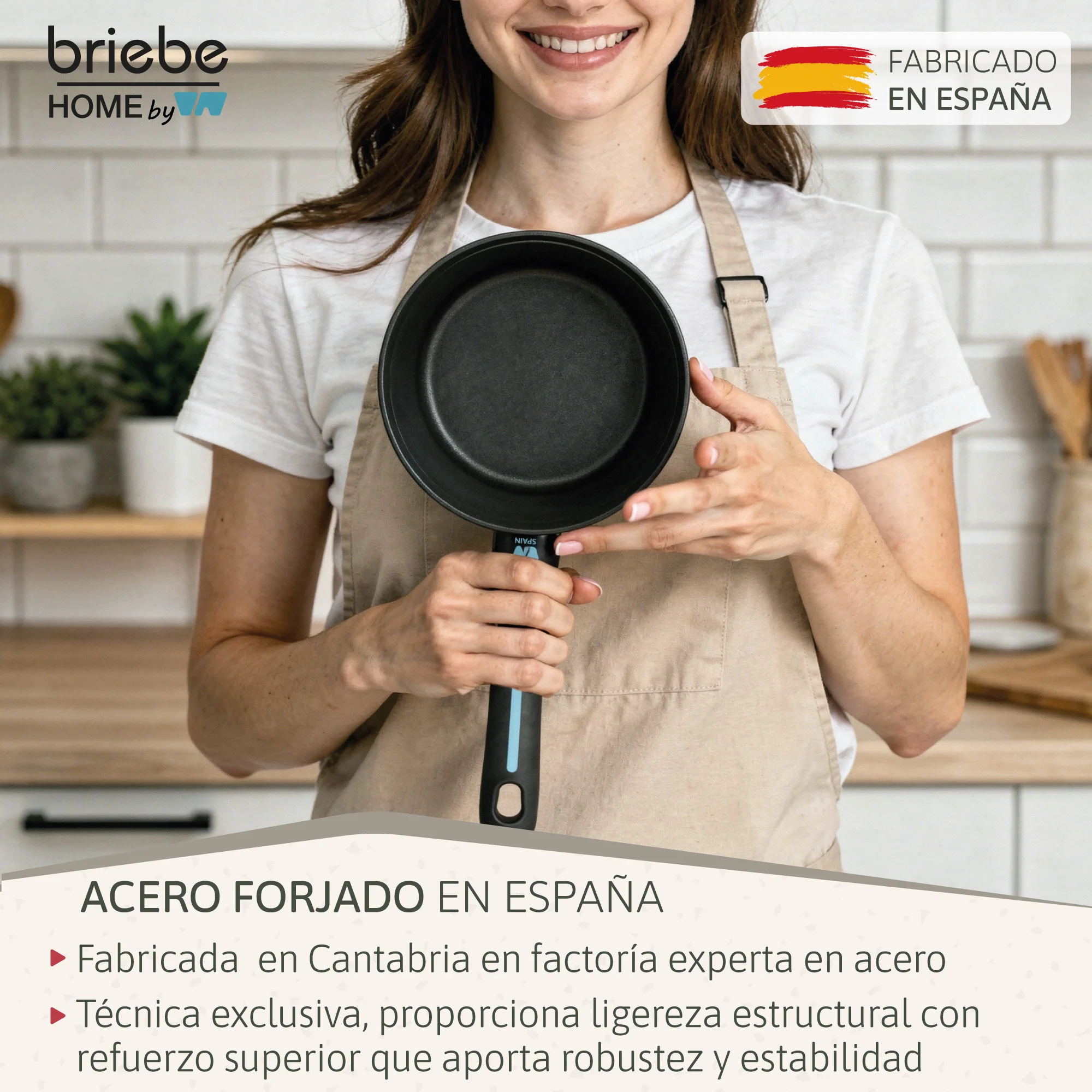 Briebe Cazo Inducción Acero Forjado 16cm Antiadherente Sin Pfoa, Todas Cocinas Fabricada En España, Mare, Azul - Image 3