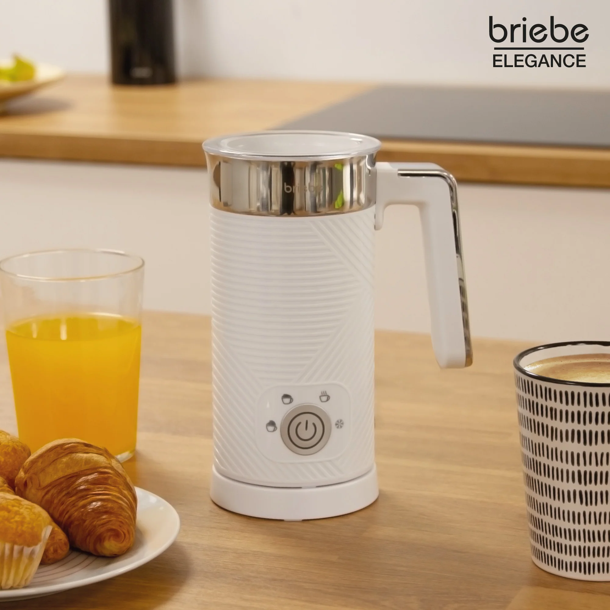 Briebe Elegance Espumador Leche Eléctrico Calentador Espuma Fría/caliente 130ml Leche Caliente 300ml, Mf1172wht, Blanco - Image 2