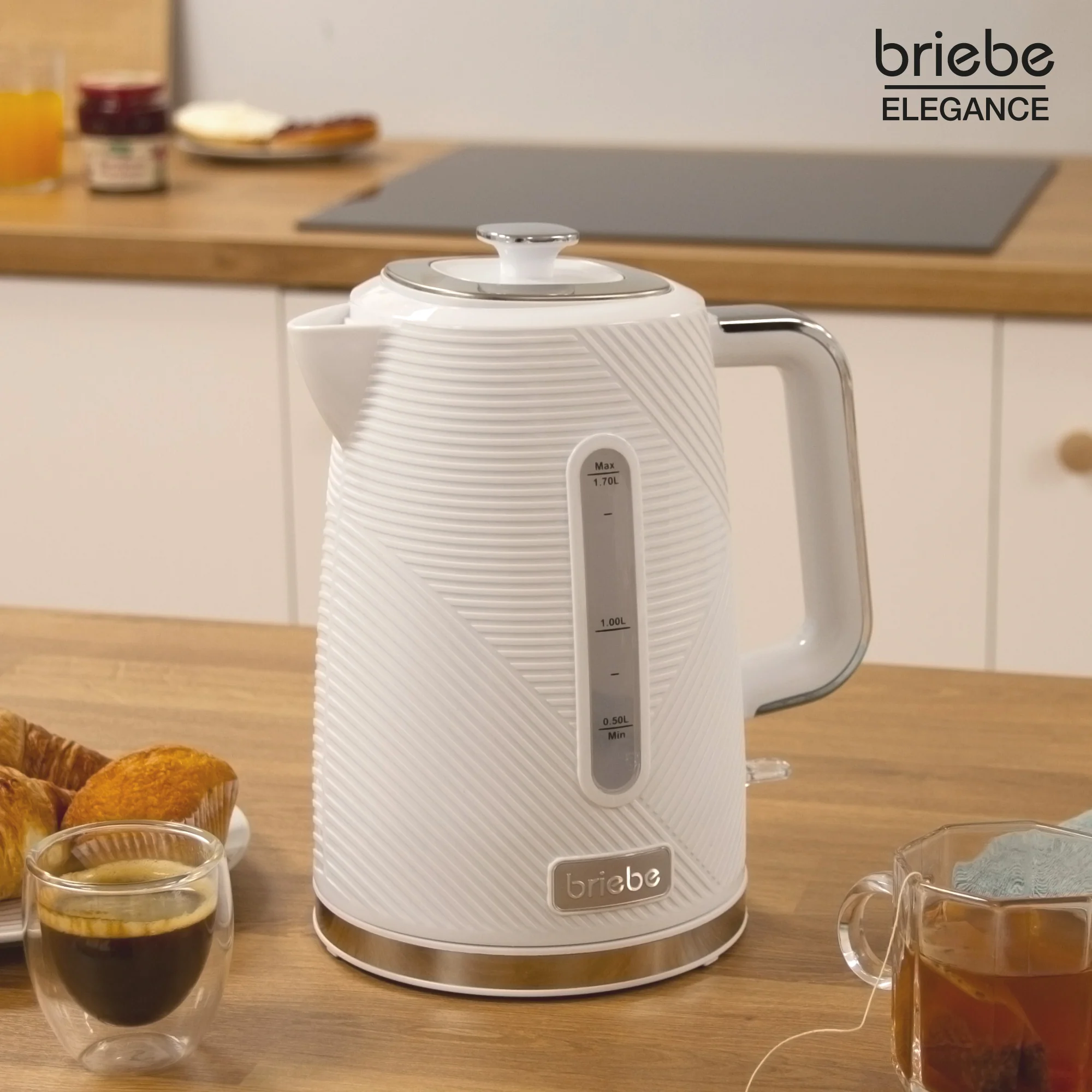 Briebe Elegance Hervidor Agua Eléctrico 1,7l Inalámbrico Ebullición Rápida, Libre De Bpa, Base De 360°, Kt1168wht,blanco - Image 2