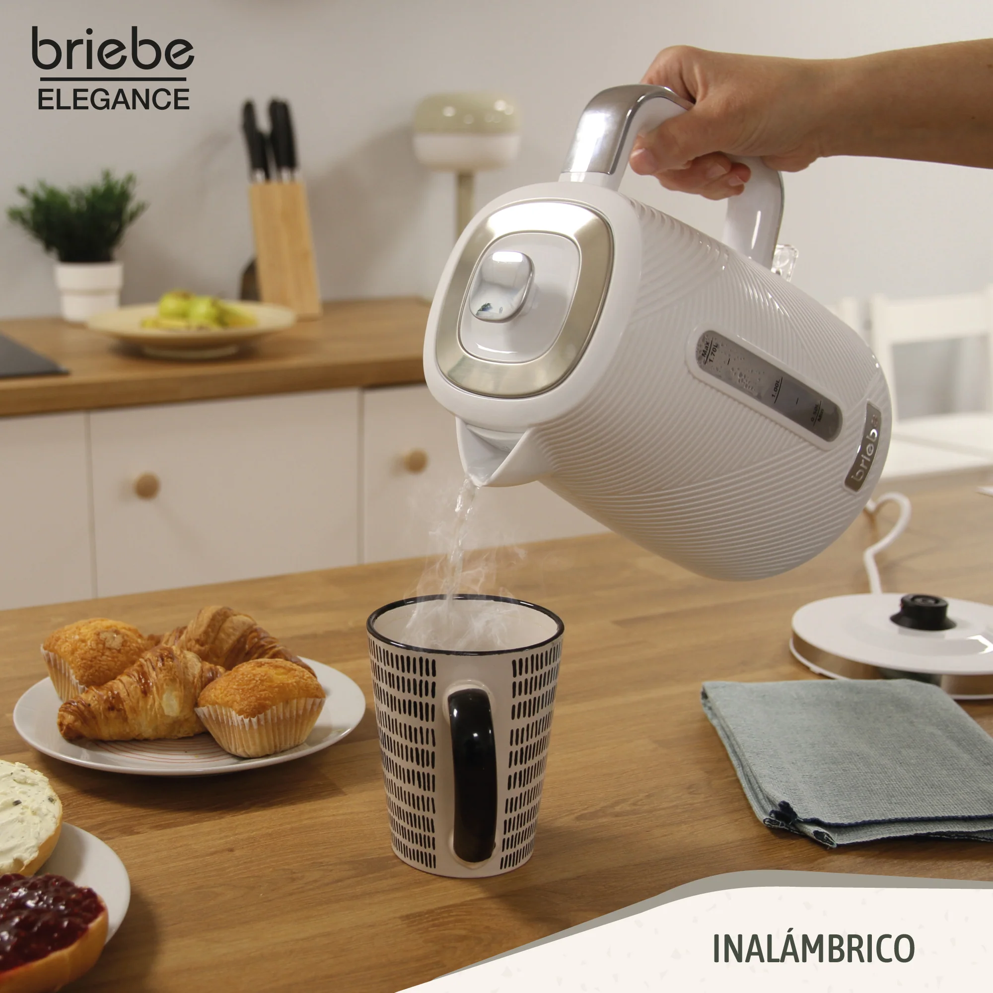 Briebe Elegance Hervidor Agua Eléctrico 1,7l Inalámbrico Ebullición Rápida, Libre De Bpa, Base De 360°, Kt1168wht,blanco - Image 4