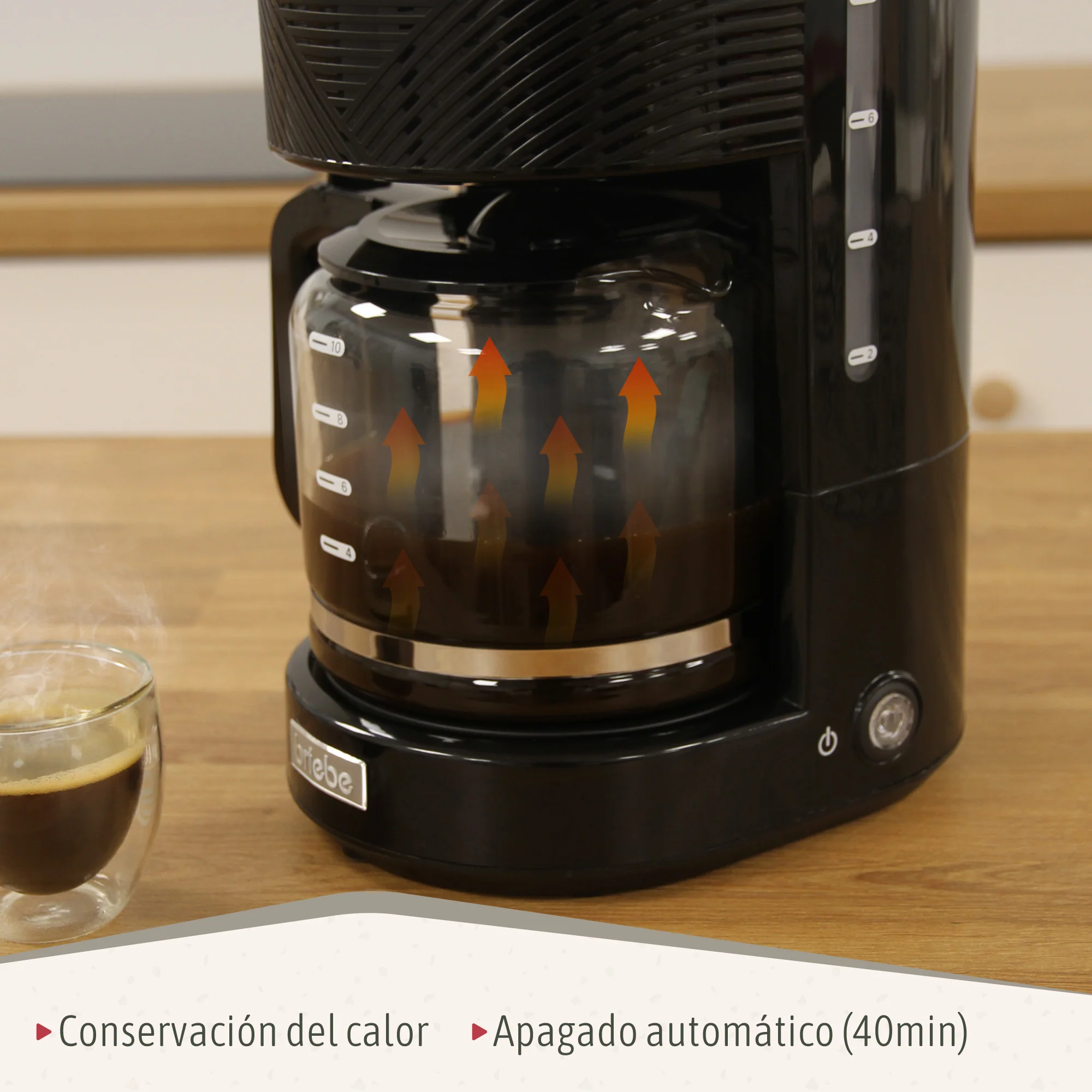 Briebe Elegance Set Cafetera Goteo 10 Tazas Café Filtro Espumador Leche Eléctrico Espuma Fría/caliente, Skt1188blk,negro - Image 4