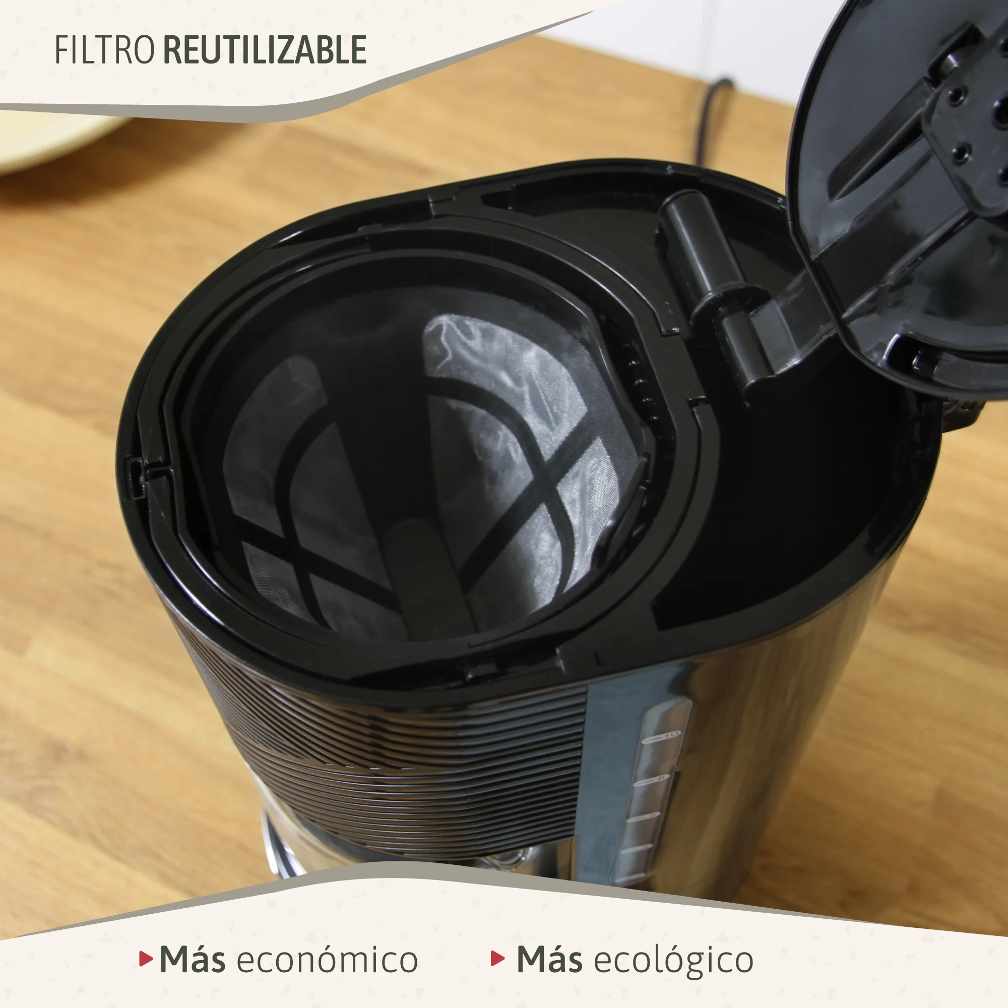 Briebe Elegance Set Cafetera Goteo 10 Tazas Café Filtro Espumador Leche Eléctrico Espuma Fría/caliente, Skt1188blk,negro - Image 6