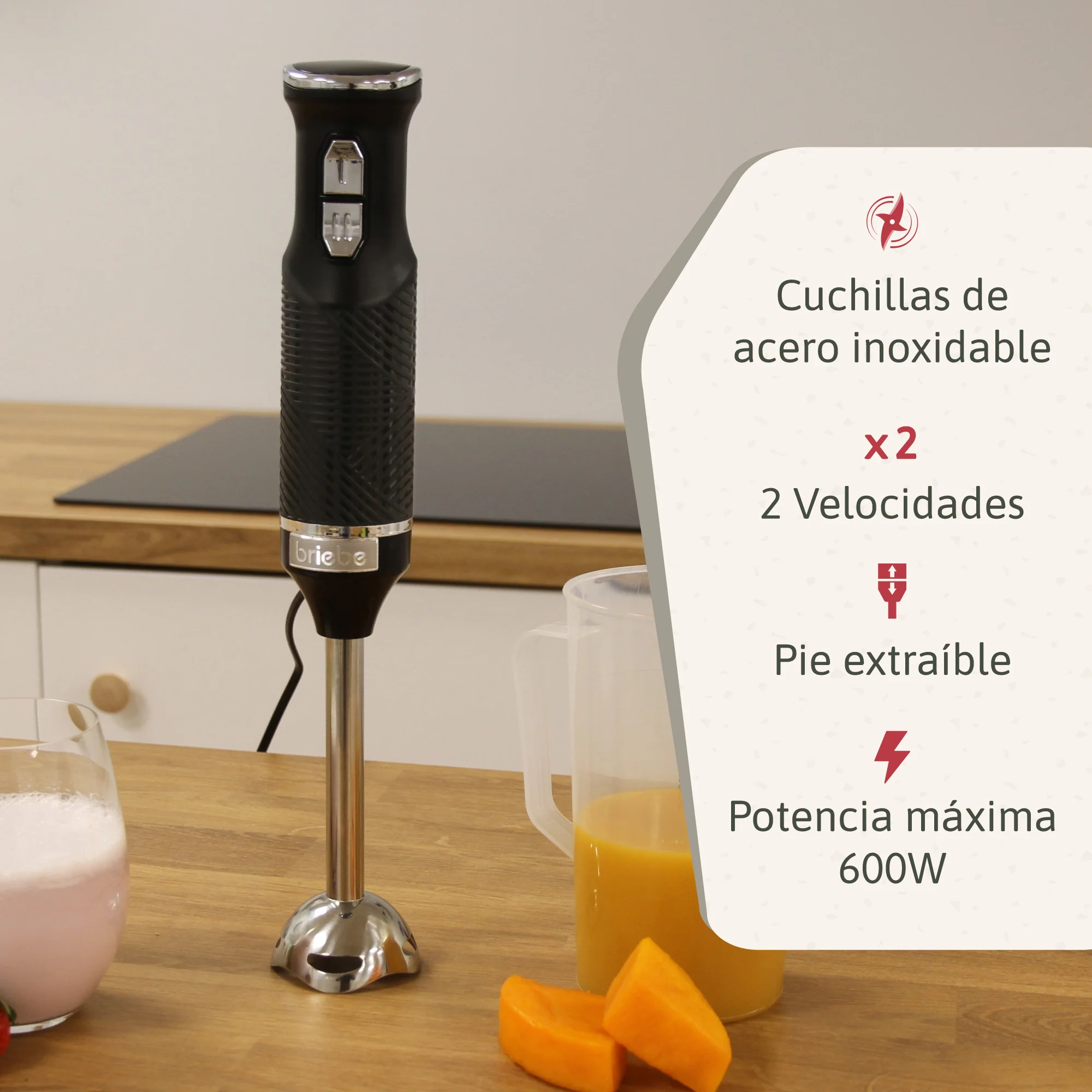 Briebe Elegance Set Tostadora Pan 2 Rebanadas Anchas + Hervidor Agua 1,7l Inalámbrico + Batidora Mano, Skt1186blk, Negro - Image 4