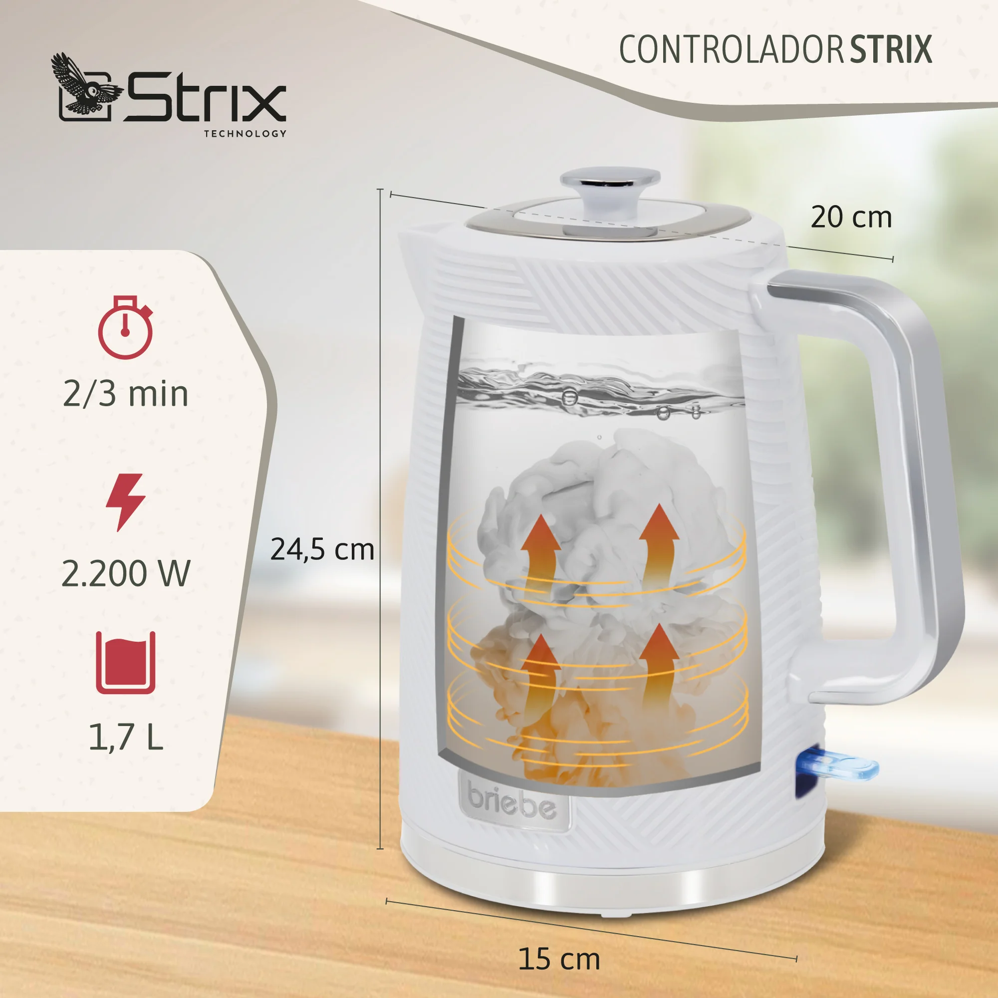 Briebe Elegance Set Tostadora Pan Ranura Ancha 2 Rebanadas + Hervidor Agua Eléctrico 1,7l Inalámbrico,skt1170wht,blanco - Image 4