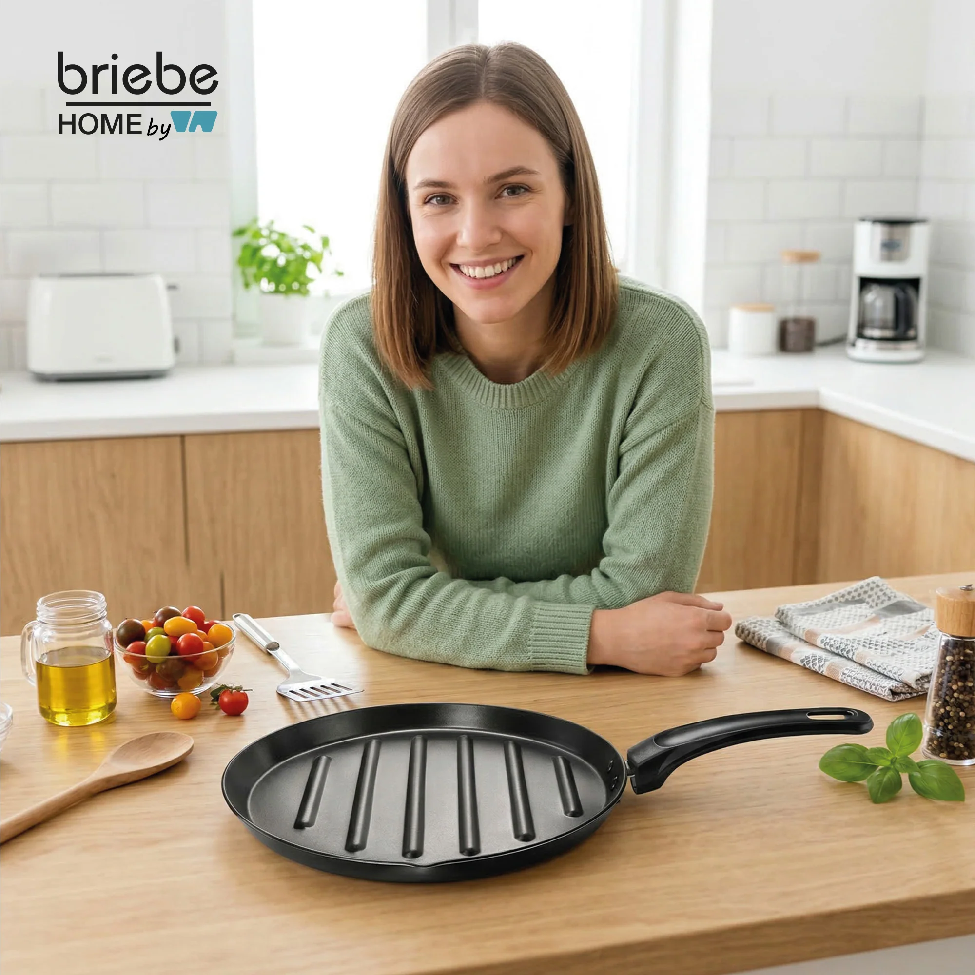 Briebe Grill Asador Sartén Inducción Acero Forjado 28cm Antiadherente Sin Pfoa, Fabricada En España, Mare, Azul - Image 2