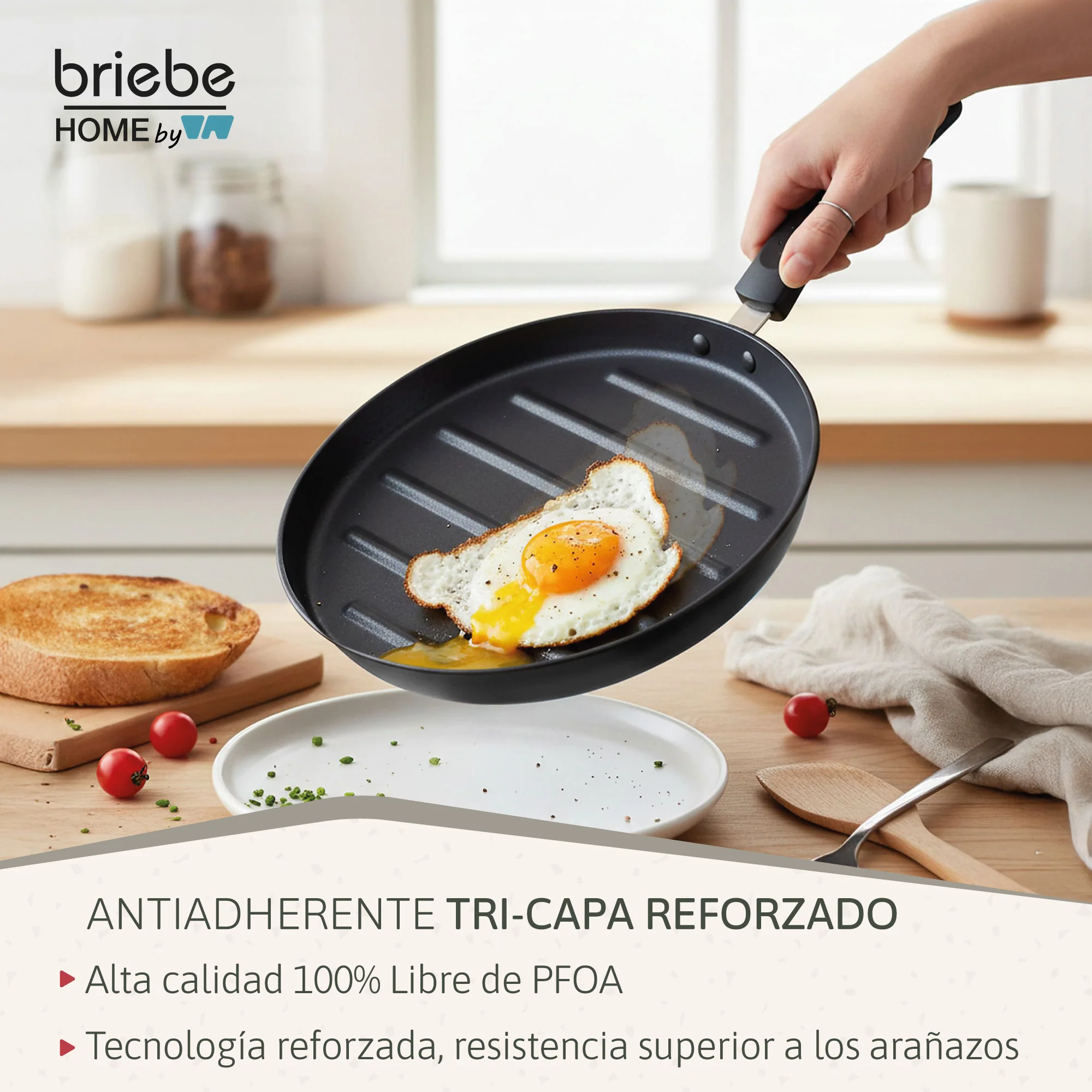 Briebe Grill Asador Sartén Inducción Acero Forjado 28cm Antiadherente Sin Pfoa, Fabricada En España, Mare, Azul - Image 4