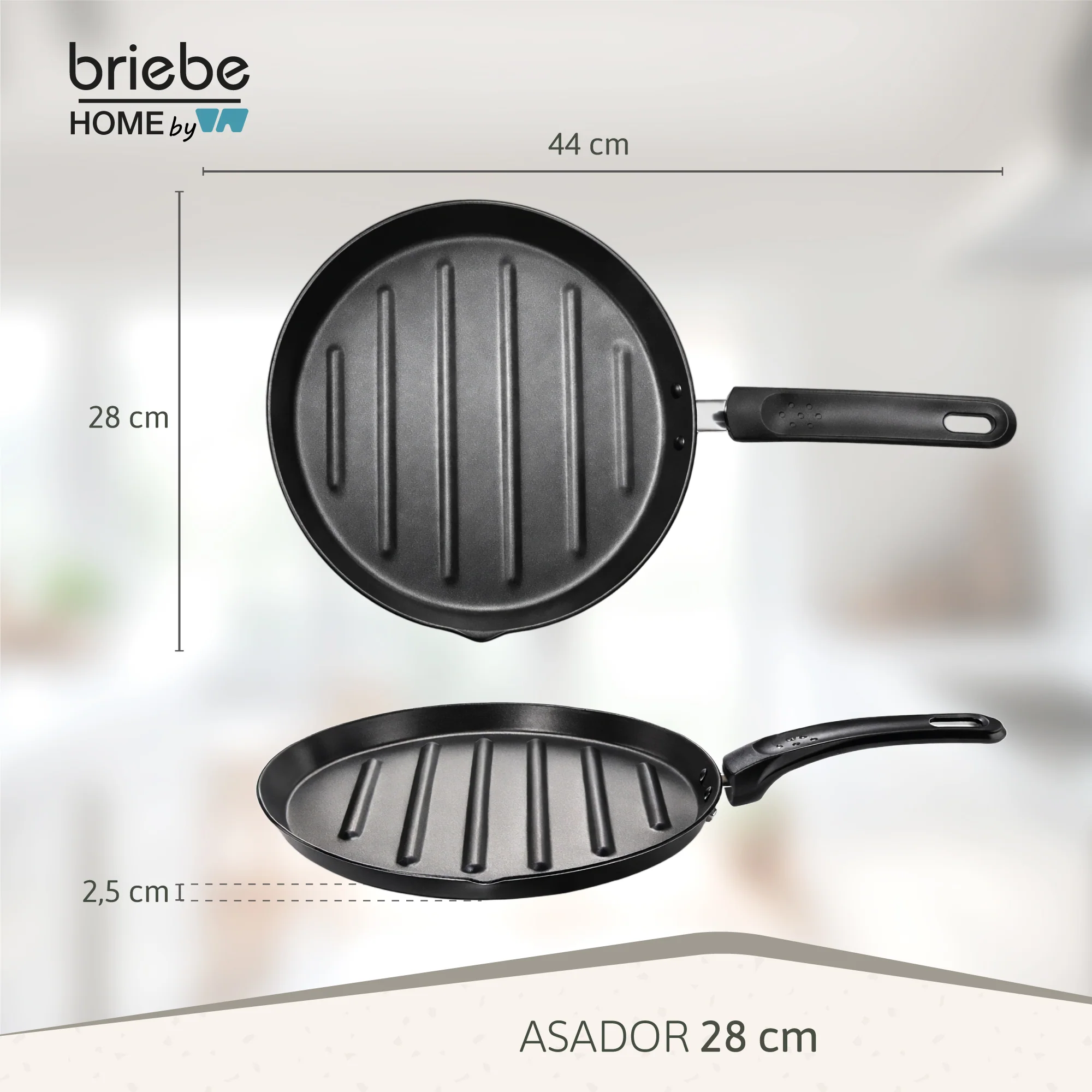 Briebe Grill Asador Sartén Inducción Acero Forjado 28cm Antiadherente Sin Pfoa, Fabricada En España, Mare, Azul - Image 6