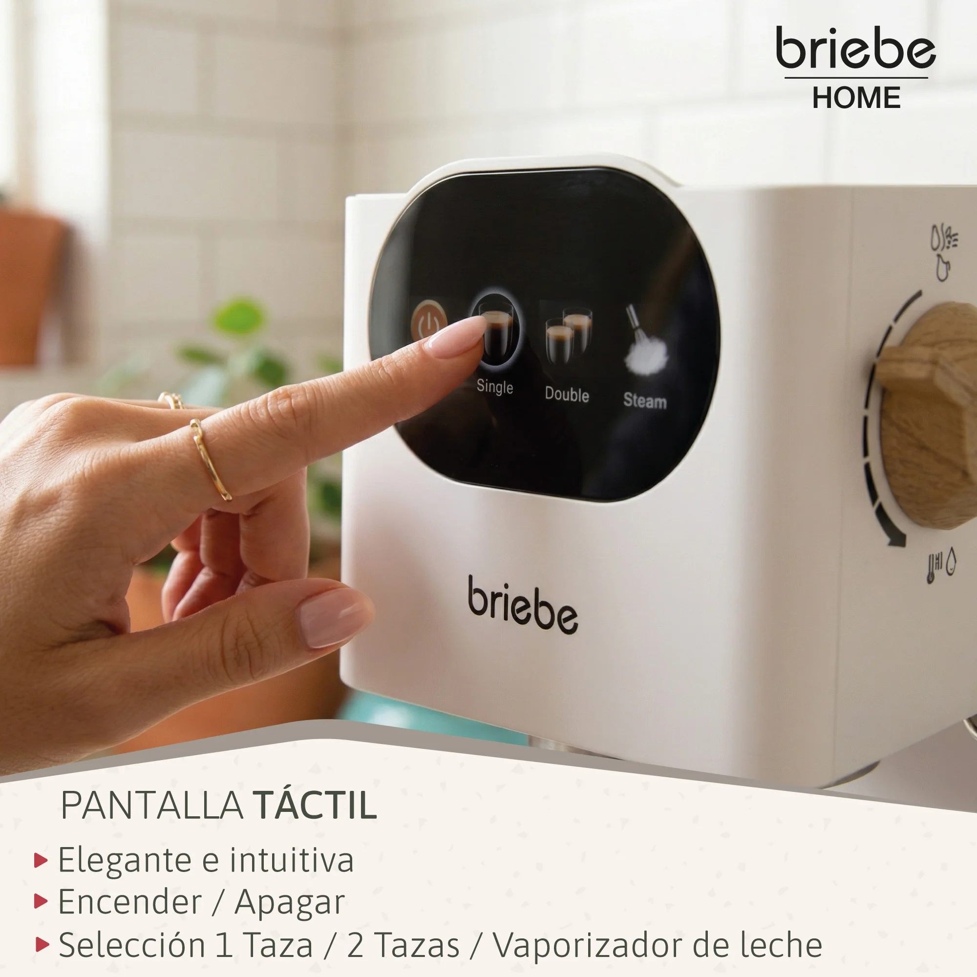 Briebe Nordic Cafetera Espresso 20 Bares Compatible Cápsulas Nespresso Y Café Molido Espumador Leche, Ec1180wht, Blanco - Image 6