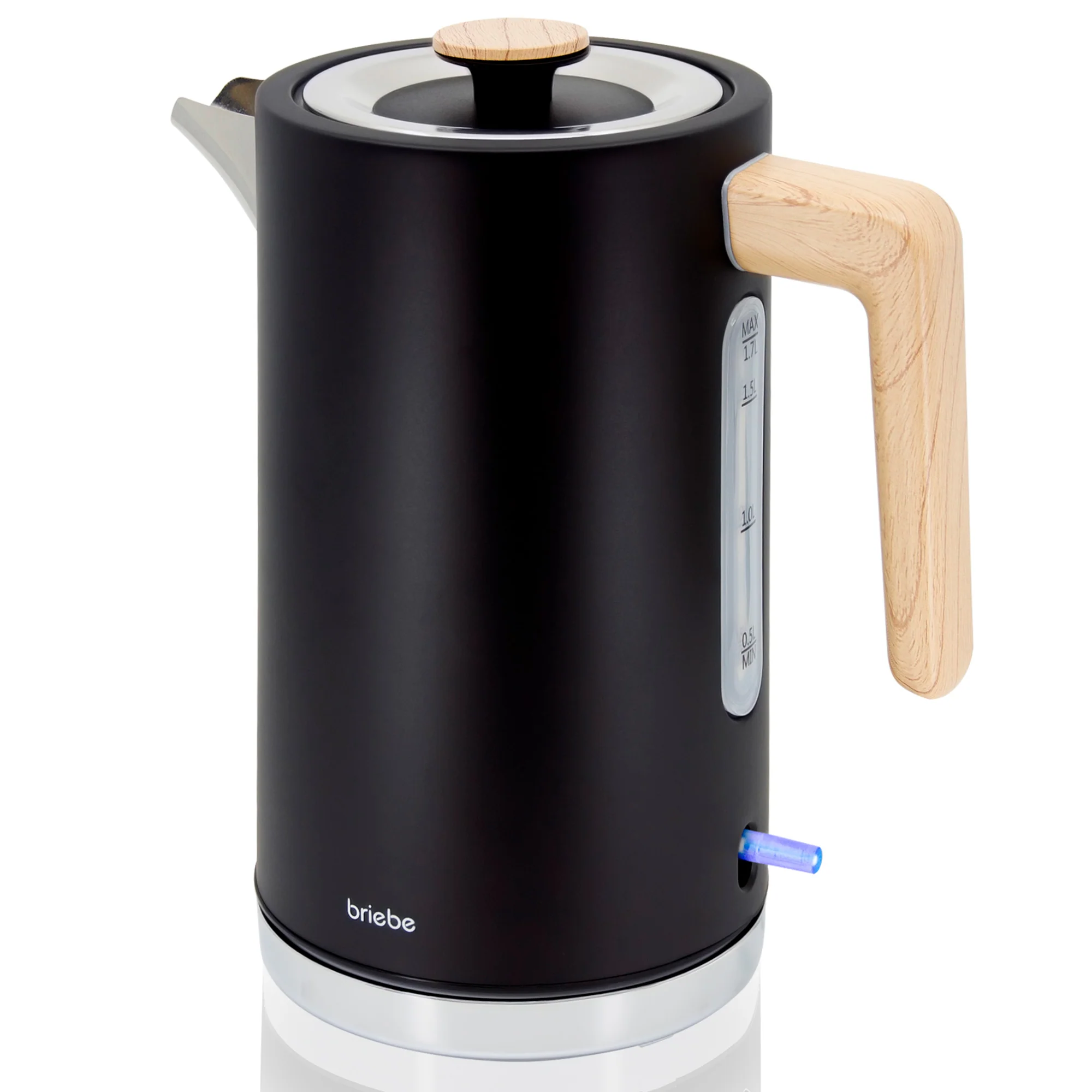 Briebe Nordic Hervidor Agua Eléctrico 1,7l Inalámbrico Ebullición Rápida, Libre De Bpa, Base De 360°, Kt1165blk, Negro