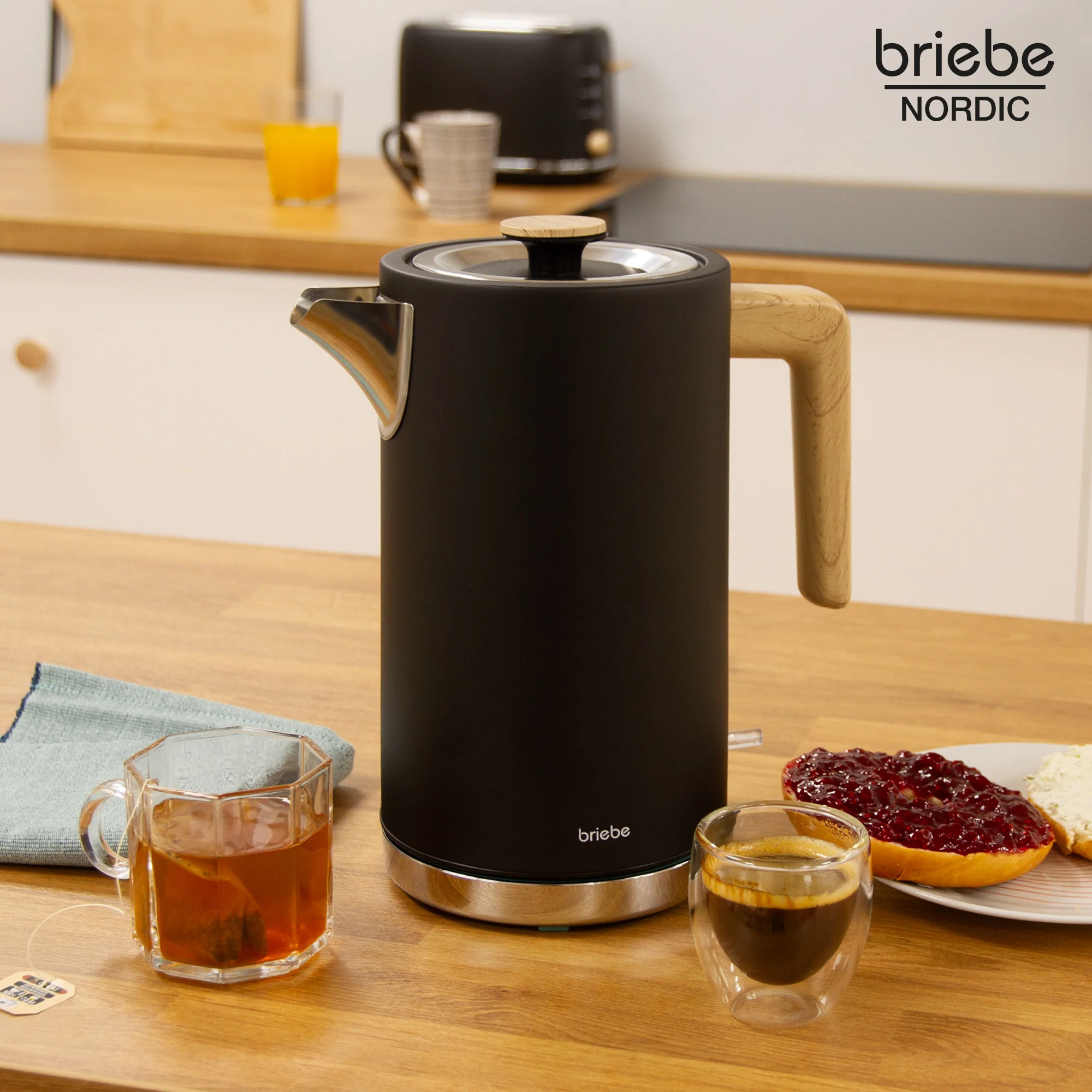 Briebe Nordic Hervidor Agua Eléctrico 1,7l Inalámbrico Ebullición Rápida, Libre De Bpa, Base De 360°, Kt1165blk, Negro - Image 2