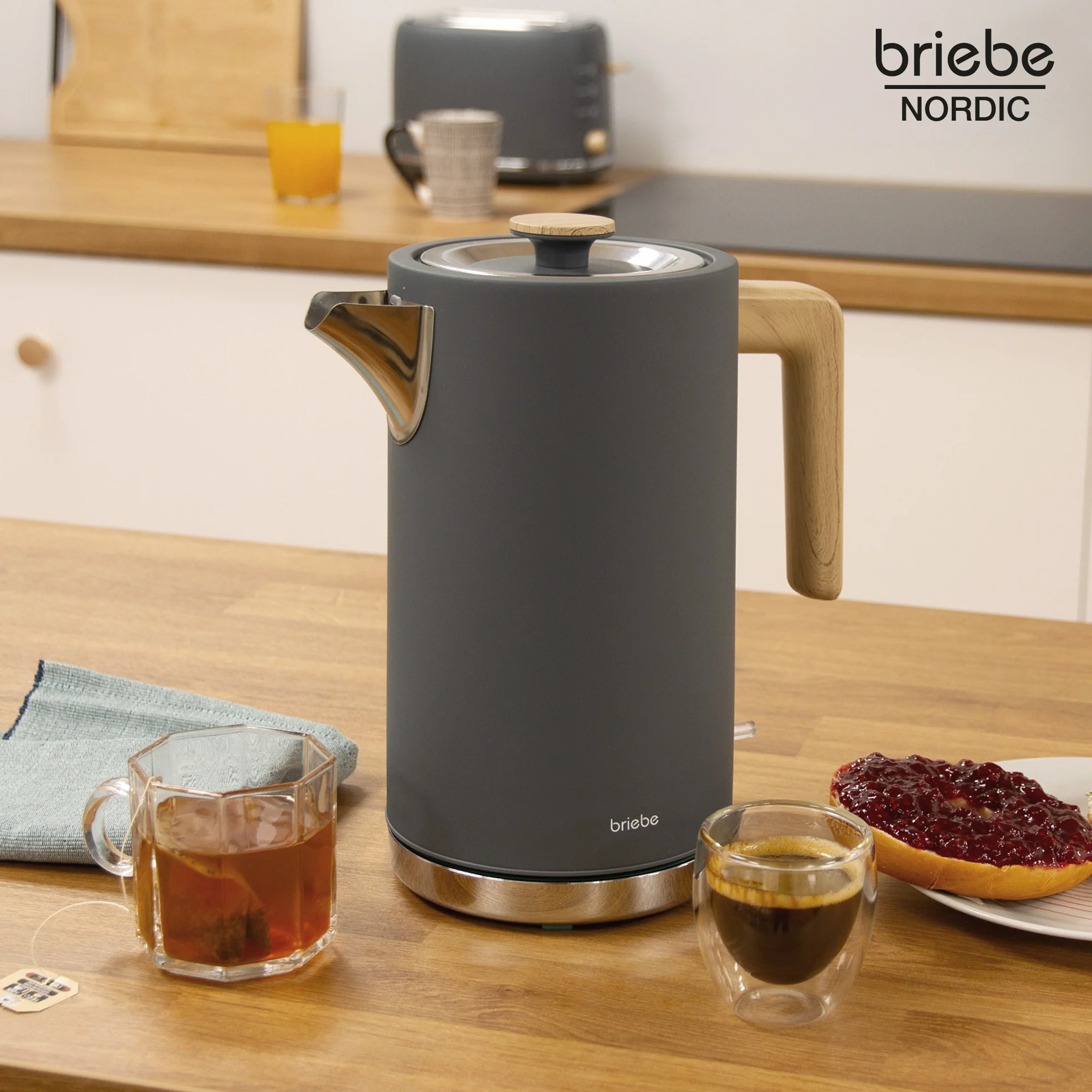 Briebe Nordic Hervidor Agua Eléctrico 1,7l Inalámbrico Ebullición Rápida, Libre De Bpa, Base De 360°, Kt1165gry, Gris - Image 2
