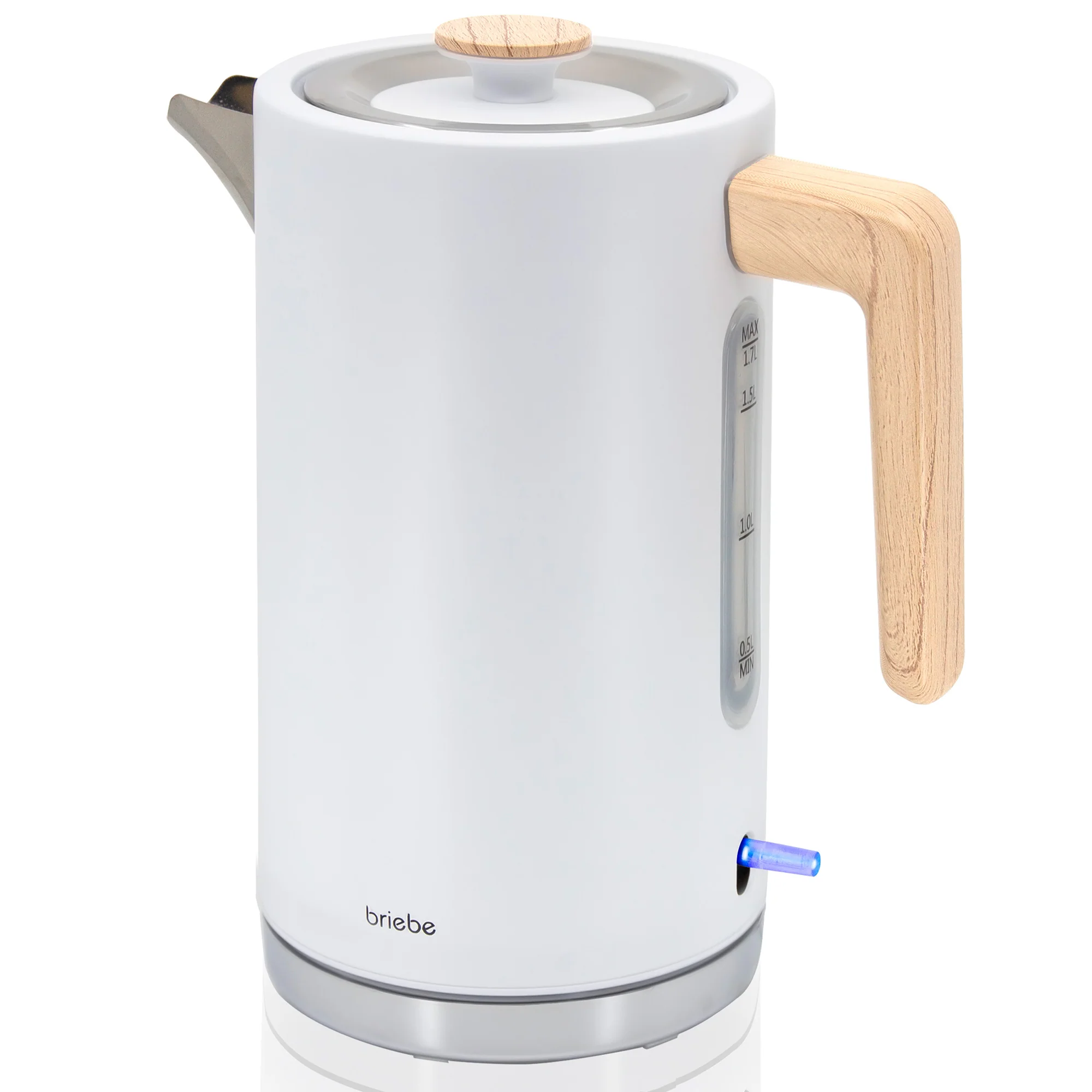 Briebe Nordic Hervidor Agua Eléctrico 1,7l Inalámbrico Ebullición Rápida, Libre De Bpa, Base De 360°, Kt1165wht, Blanco