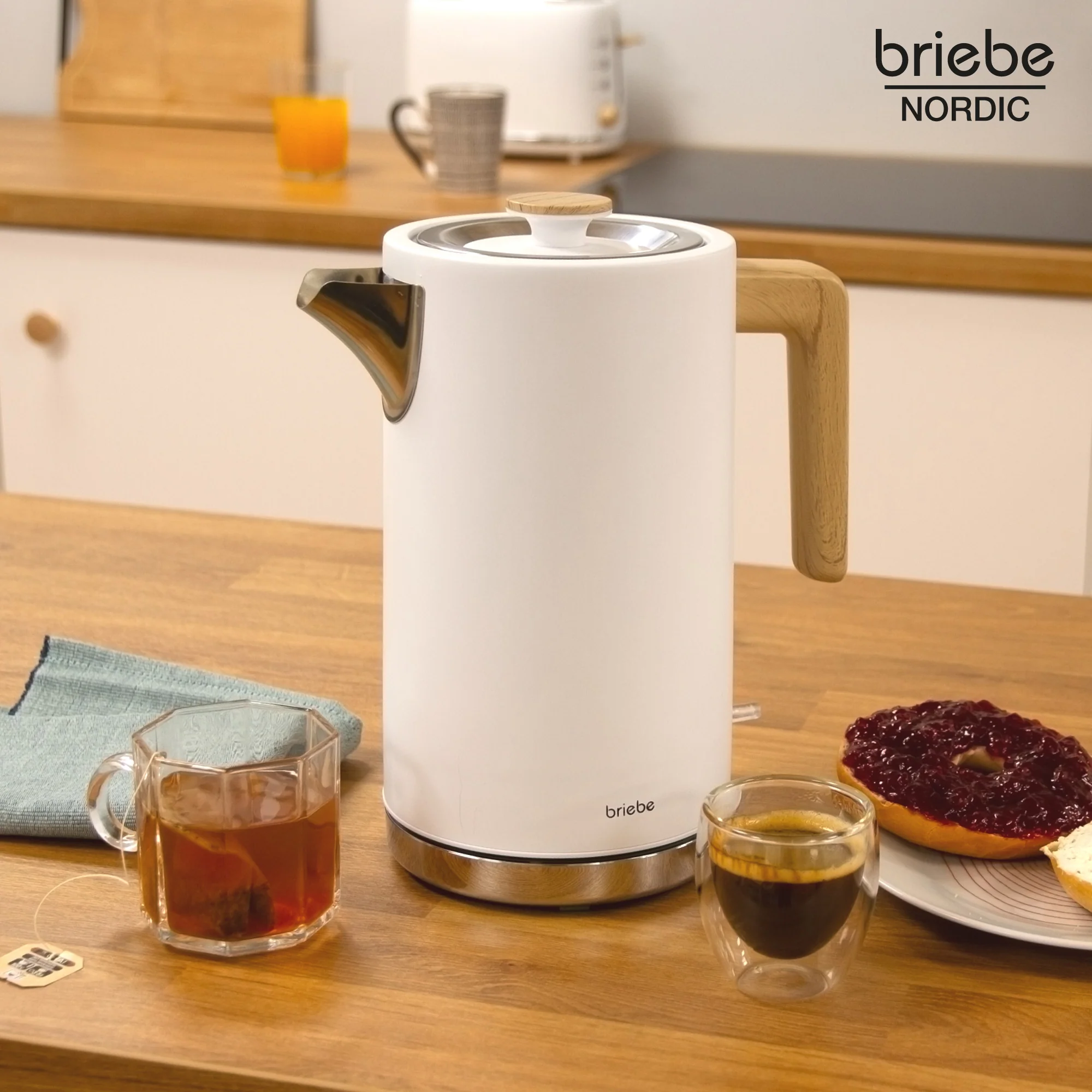 Briebe Nordic Hervidor Agua Eléctrico 1,7l Inalámbrico Ebullición Rápida, Libre De Bpa, Base De 360°, Kt1165wht, Blanco - Image 2
