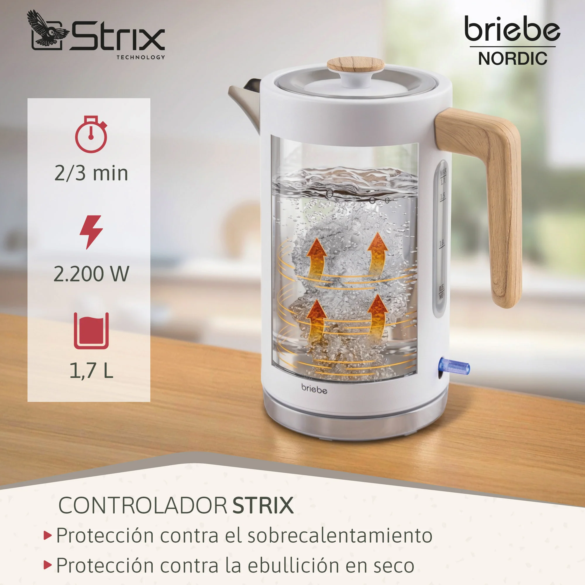 Briebe Nordic Set Cafetera Espresso 20 Bares, Tostadora Pan 2 Rebanadas, Hervidor Eléctrico Agua 1,7l,skt1209wht,blanco - Image 4