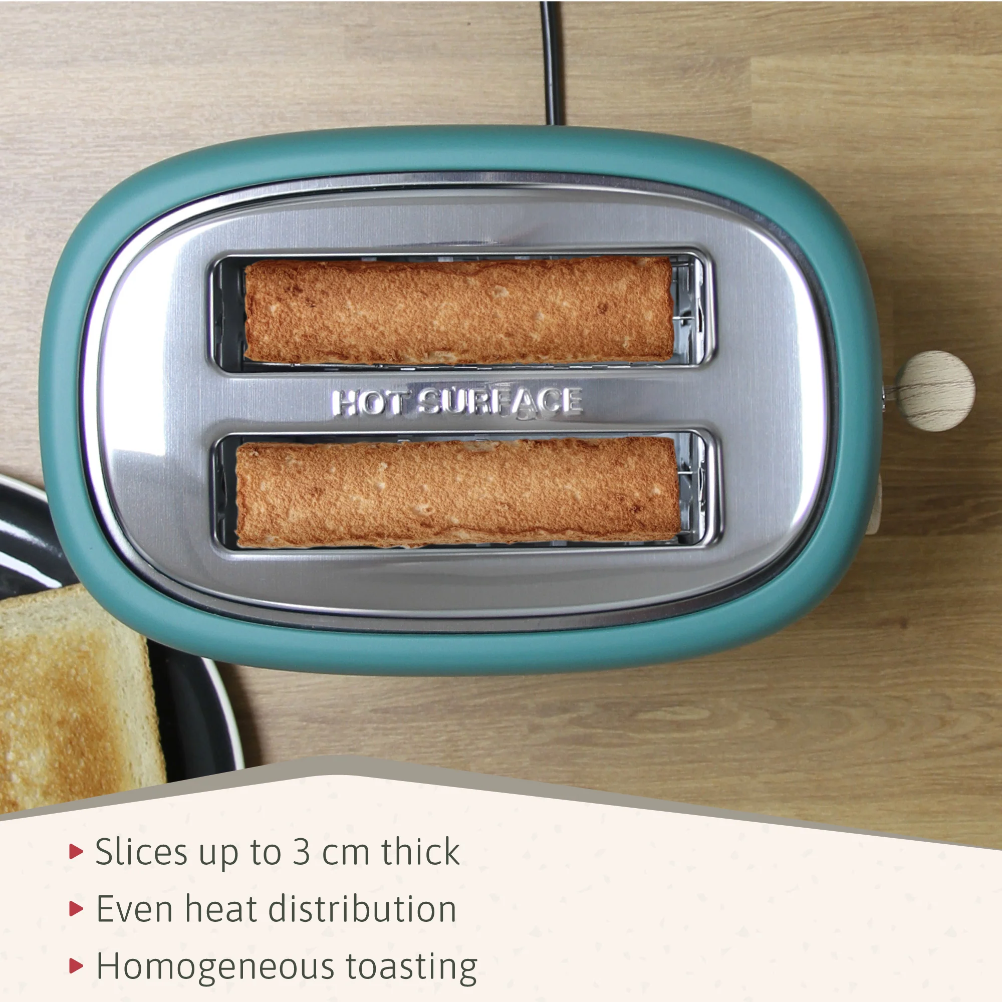 Briebe Nordic Set Tostadora Pan Ranura Ancha 2 Rebanadas + Tetera 2,3l Acero Inox, Inducción Libre Bpa,skt1177gre,verde - Image 5