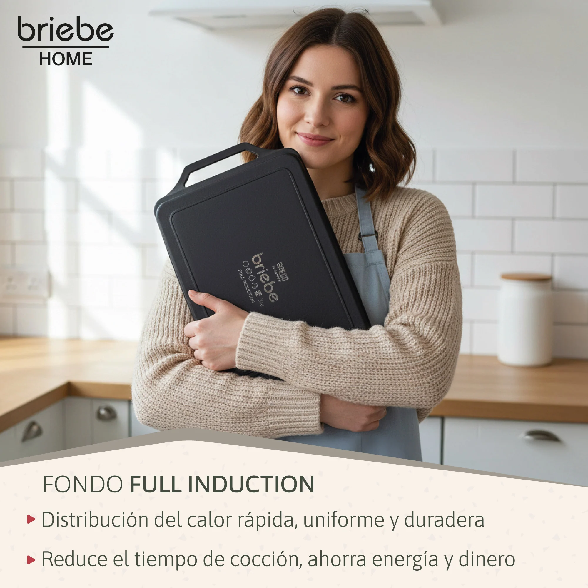 Briebe Plancha Cocina Inducción Asar, Antiadherente Titanio 5 Capas, Aluminio Fundido 43x25cm Sin Pfoa, Black Titanium - Image 6