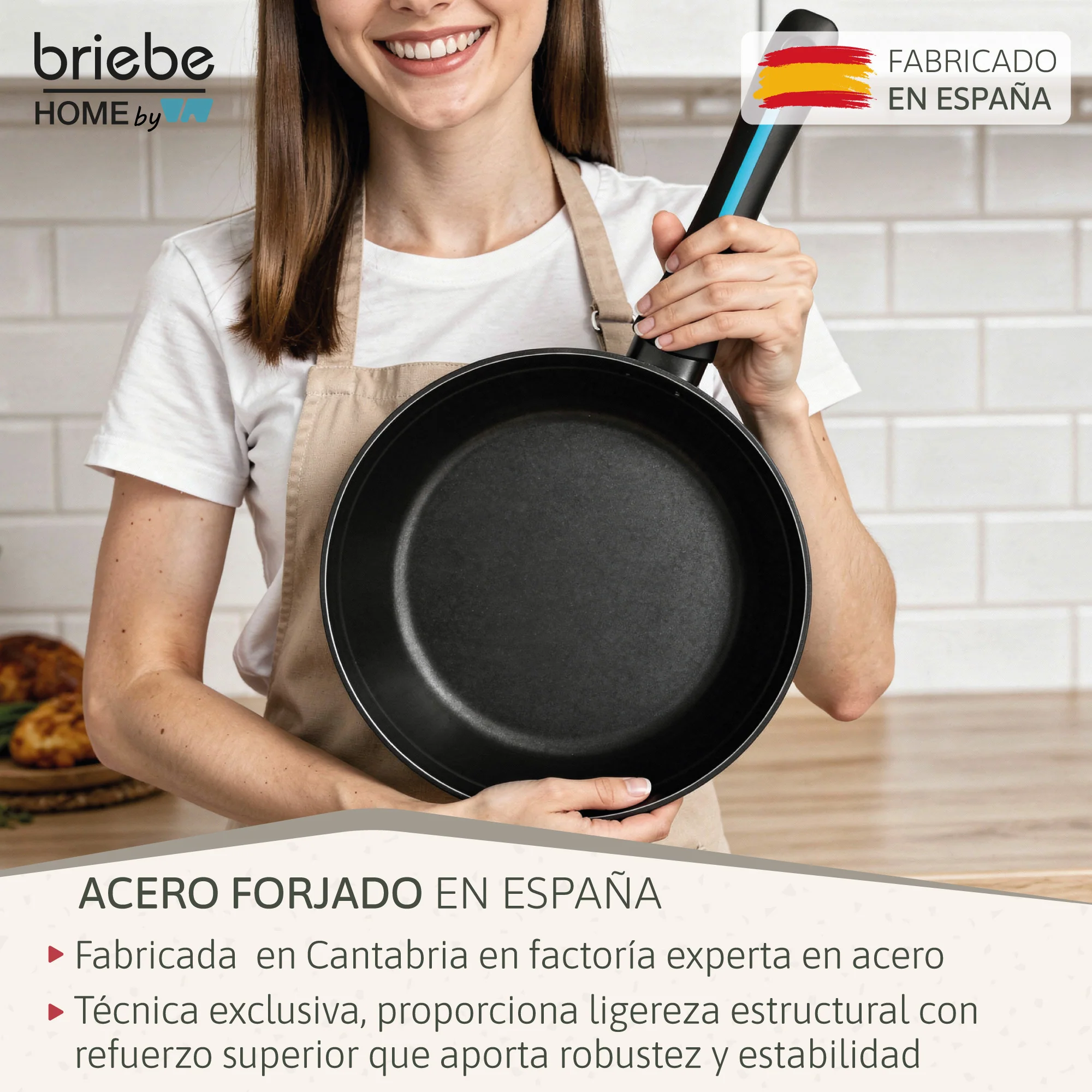 Briebe Set 2 Sartenes Inducción Acero Forjado 20-24cm Antiadherente Sin Pfoa, Fabricada En España, Mare, Azul - Image 3