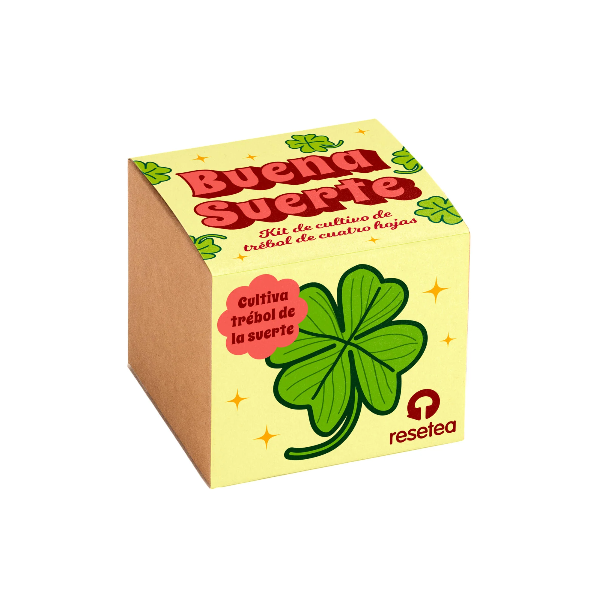 Buena Suerte | Kit Cultivo Trébol De 4 Hojas | Cultiva Tu Amuleto Natural En Casa | Regalo Original