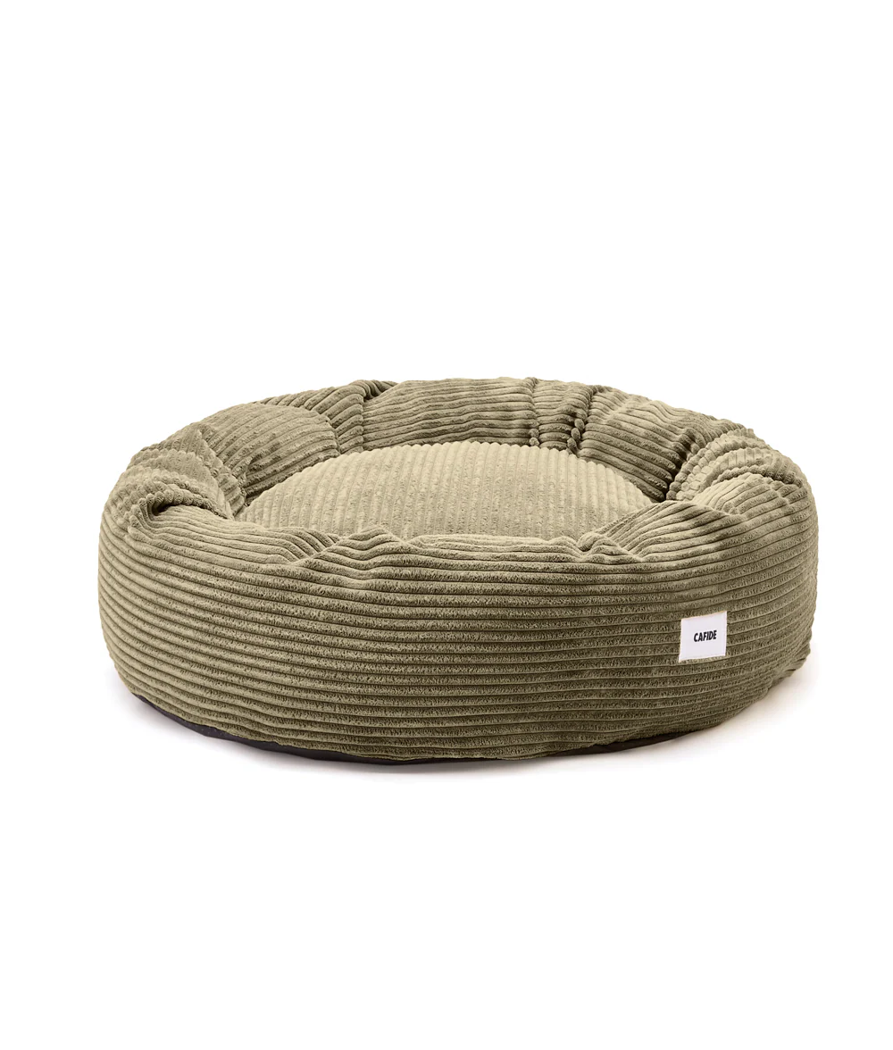 Cafide Cama Donut Para Perro Con Tejido De Pana Verde. Modelo Nuba. Talla L (100x100x25 Cm)