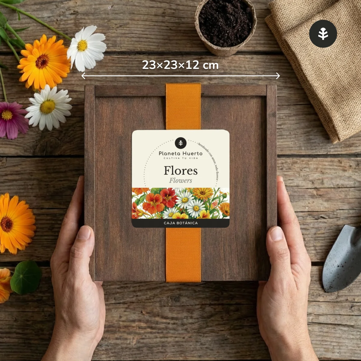 Kit de Cultivo de Flores en Caja de Madera – Regalo Original Planeta Huerto - Image 5