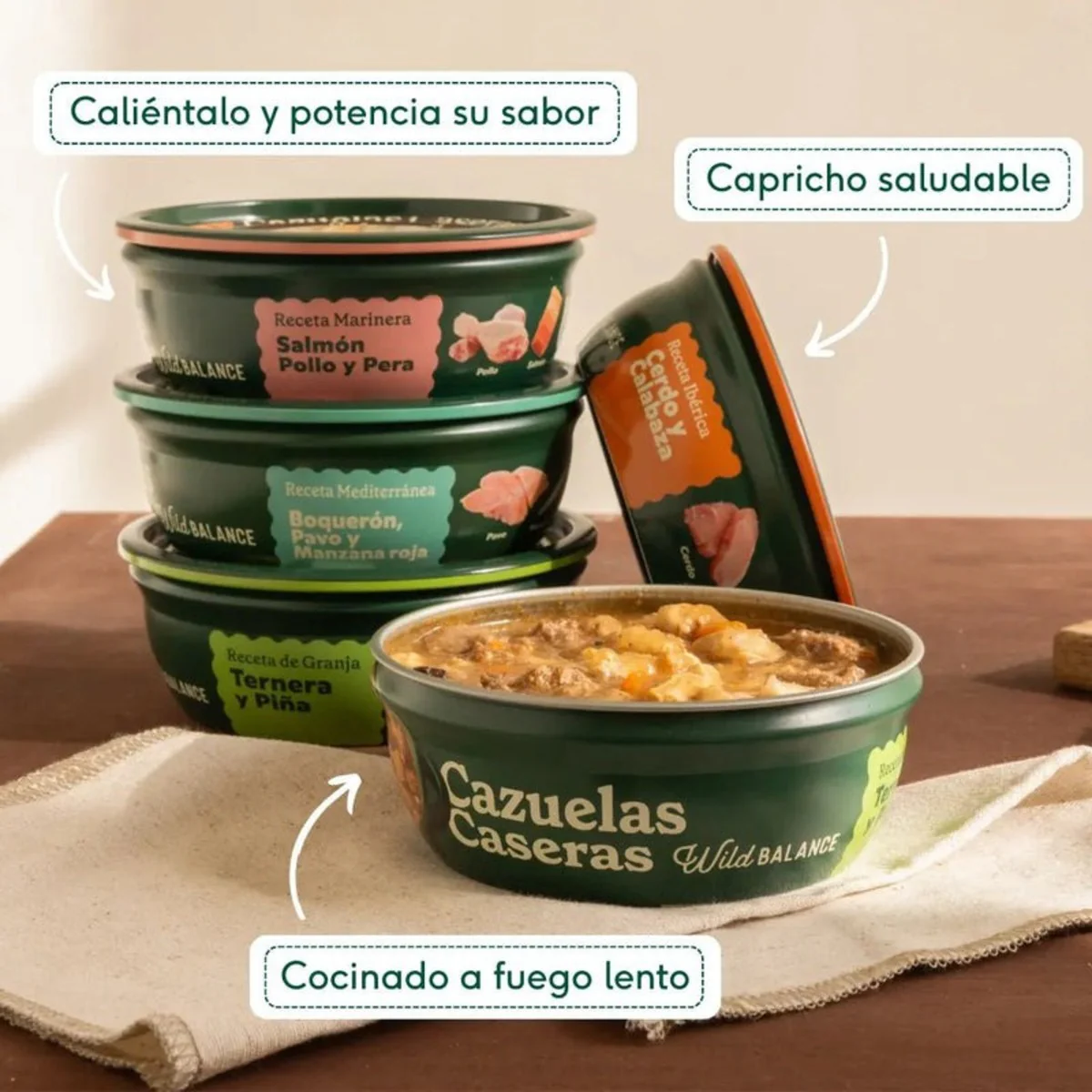 Cazuelas Caseras Salmón, Pollo y Pera Wild Balance 280g - Image 4
