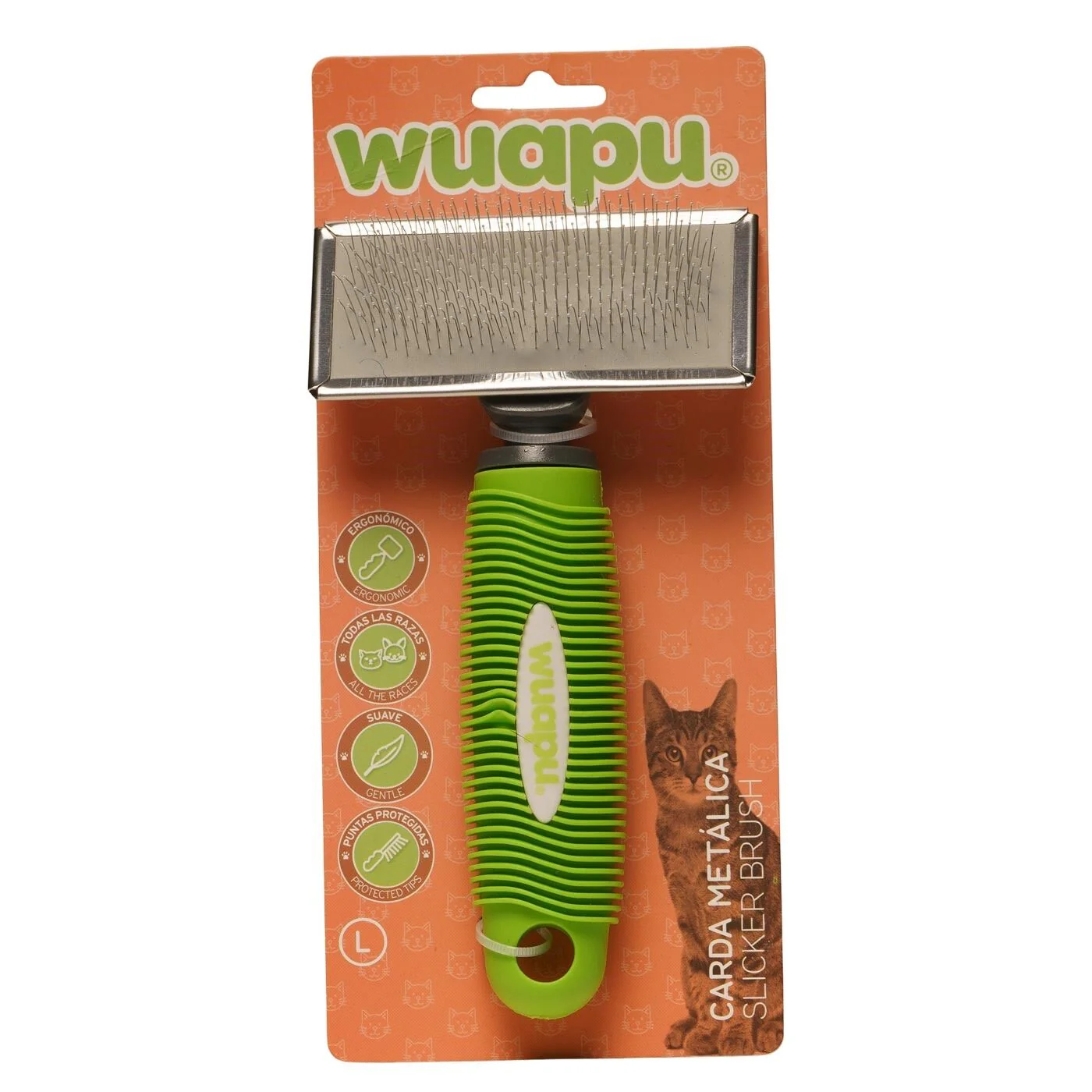 Cepillo Carda Suave Para Gato Wuapu Talla L, Para Cepillar Y Retirar El Pelo Muerto
