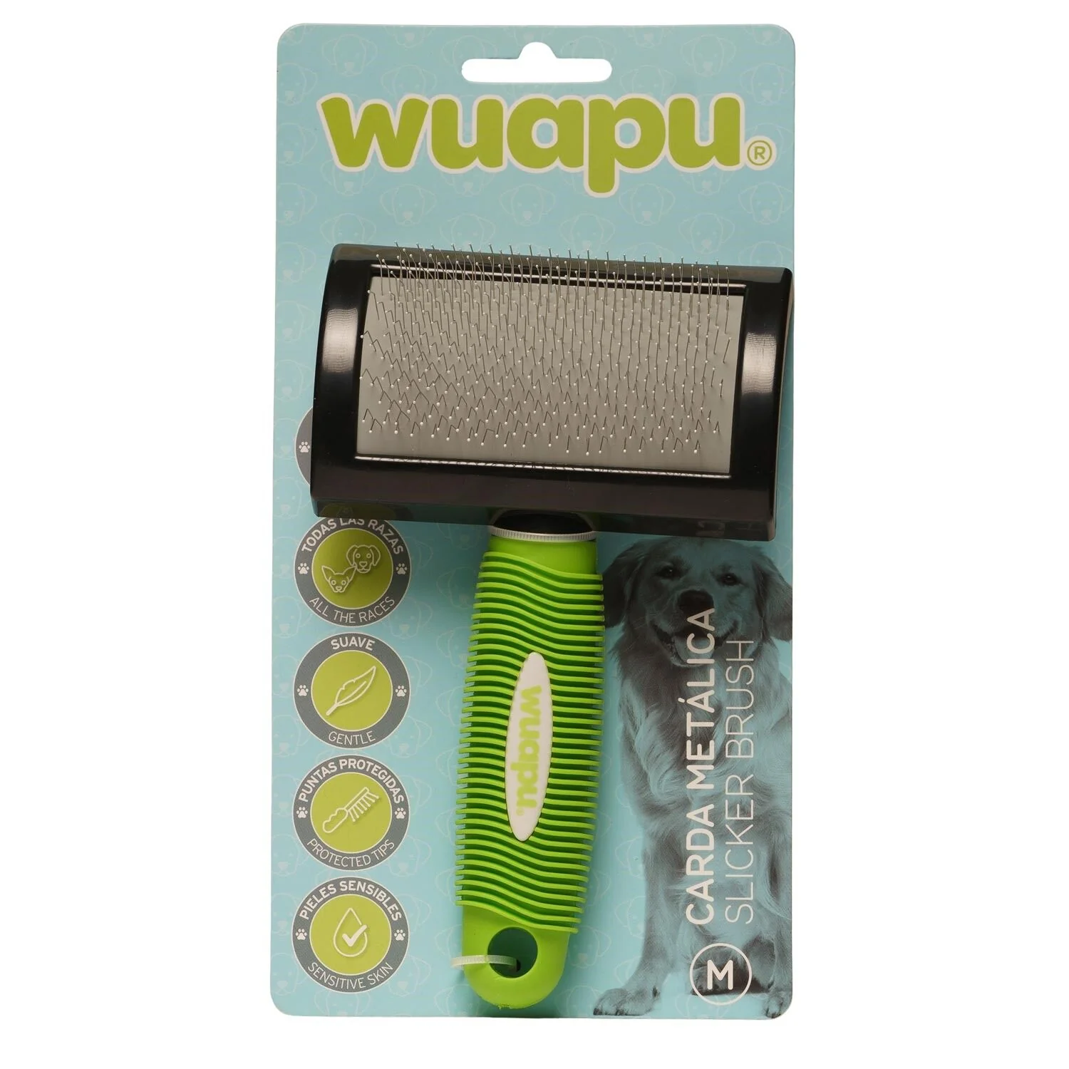 Cepillo Carda Suave Para Perro Wuapu Talla M, Para Cepillar Y Retirar El Pelo Muerto