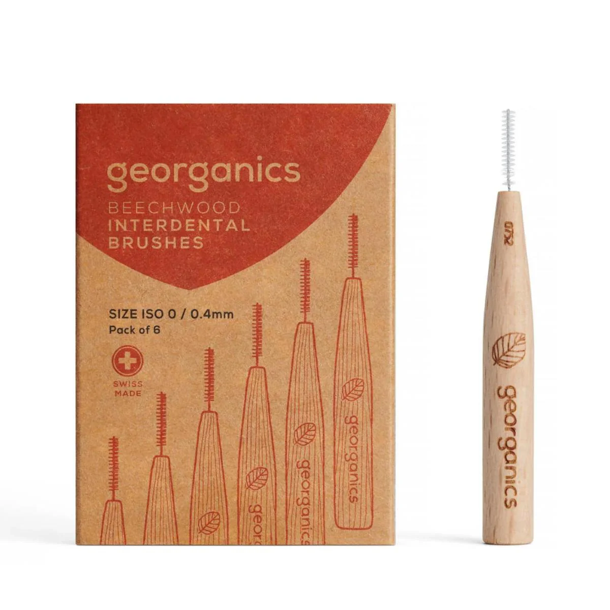 Cepillo interdental ISO 0 de madera de haya 6 unidades Georganics