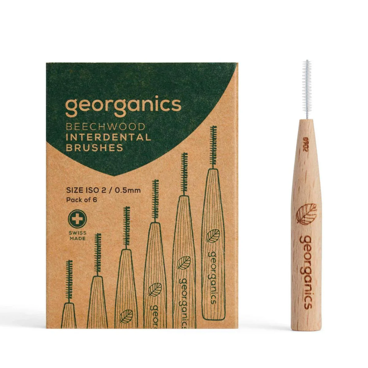 Cepillo interdental ISO 2 de madera de haya 6 unidades Georganics