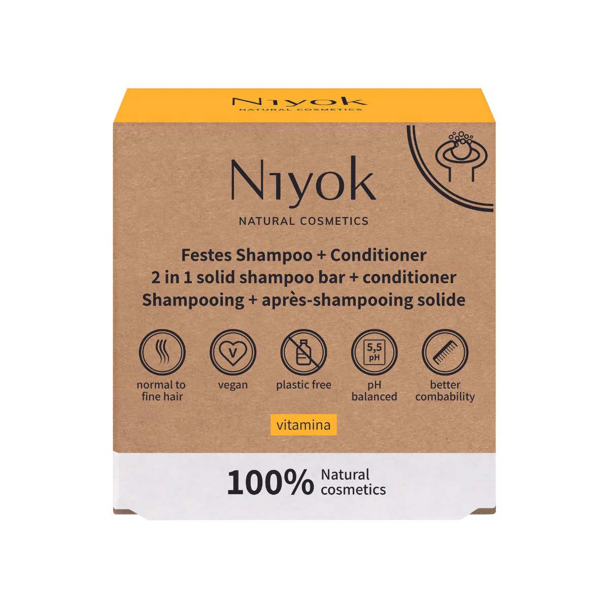 Champú + Acondicionador sólido vitamina Niyok 80 g
