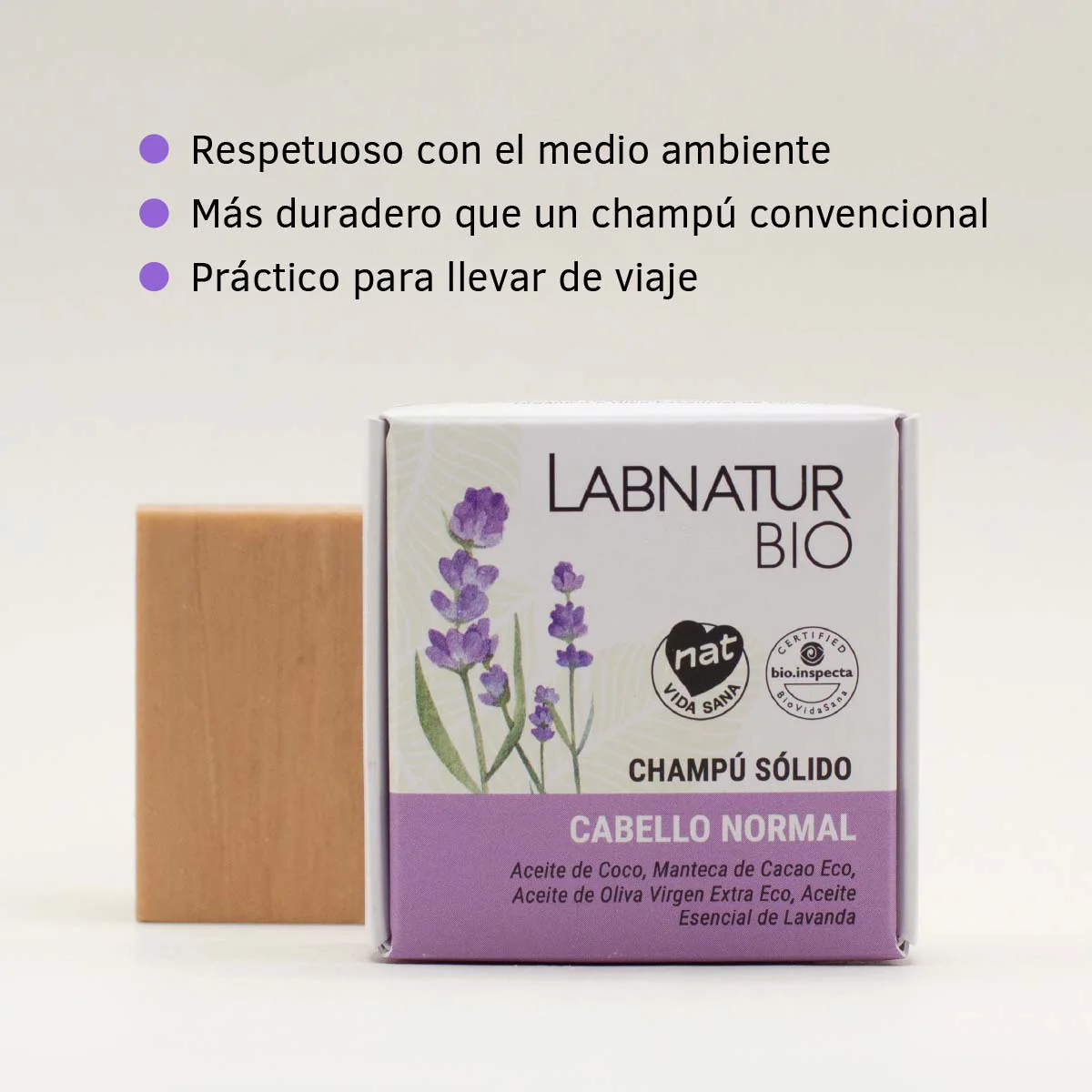 Champú Sólido Bio Cabello Normal Labnatur 75 g | Limpieza Suave | Cuidado Capilar Natural - Image 2