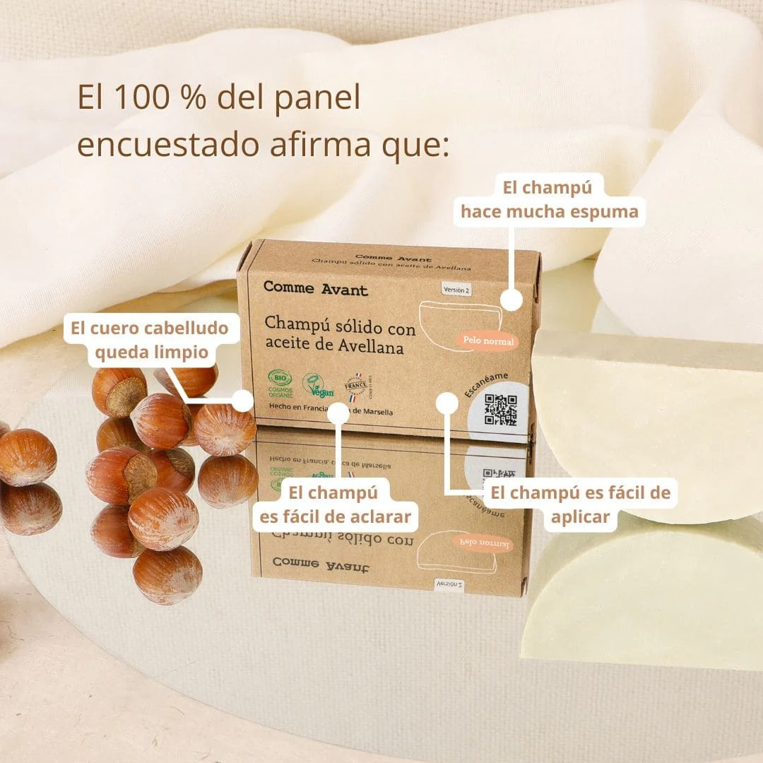 Champú sólido con aceite de avellana (cabello normal) Comme Avant 70 g - Image 3