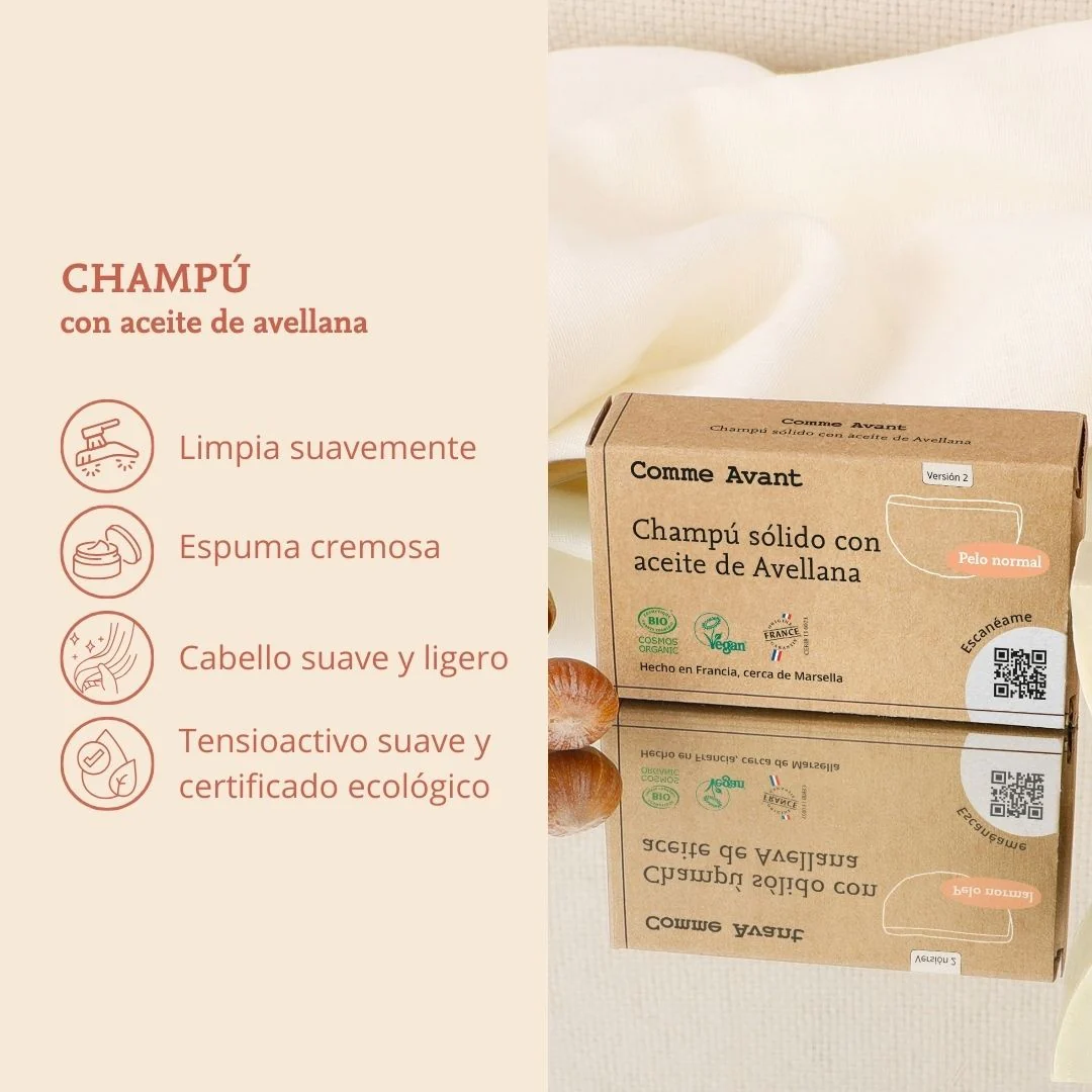 Champú sólido con aceite de avellana (cabello normal) Comme Avant 70 g - Image 4