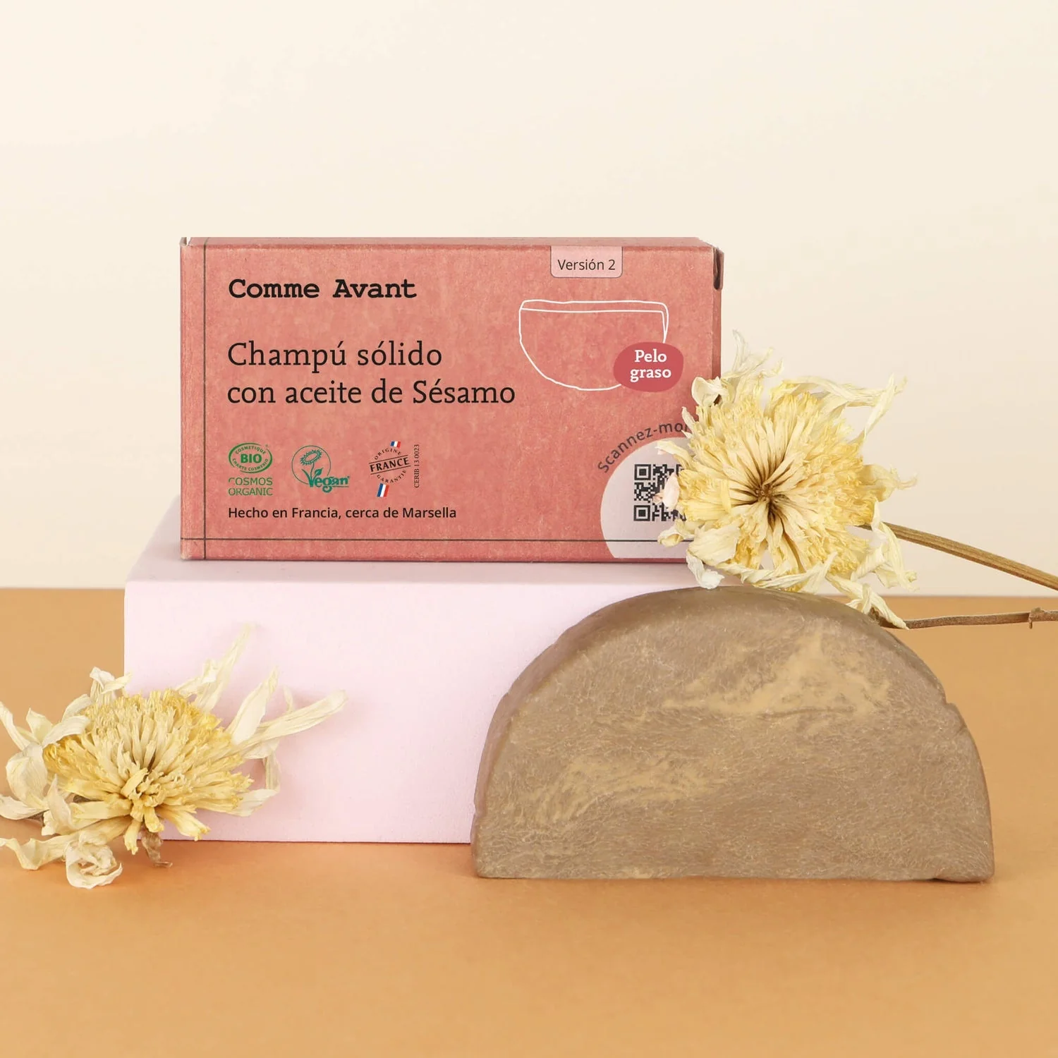 Champú sólido con aceite de sésamo (cabello graso) Comme Avant 70 g - Image 3
