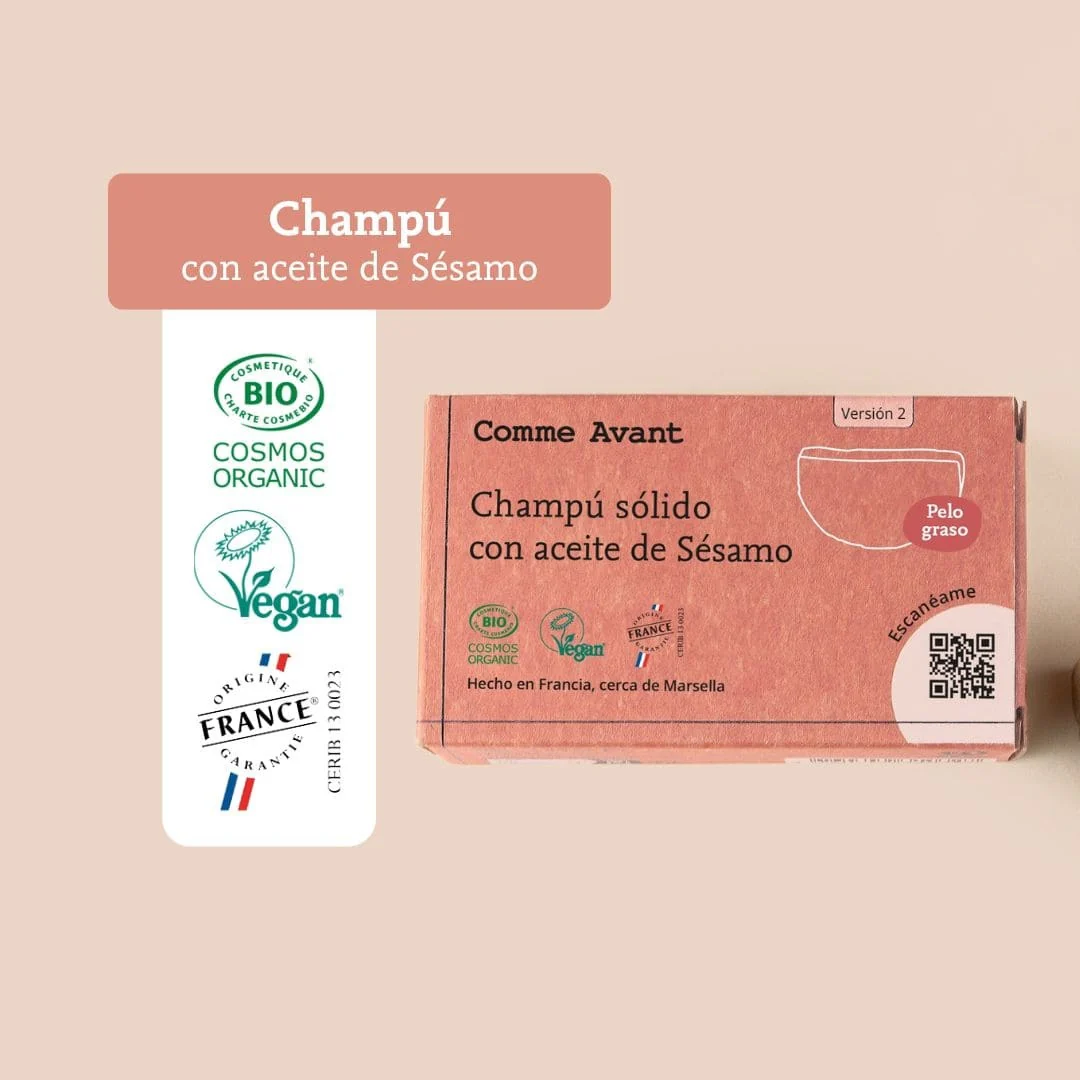 Champú sólido con aceite de sésamo (cabello graso) Comme Avant 70 g - Image 5