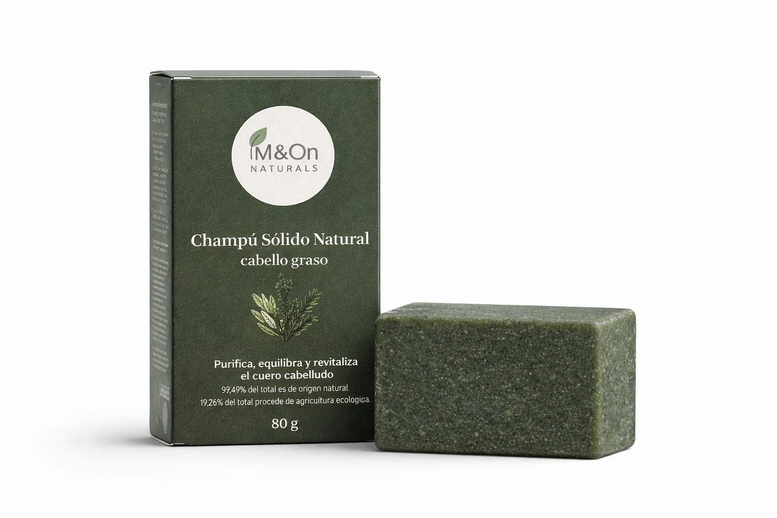 Champú Sólido Natural Para Cabello Graso 80 G | Purificante Y Equilibrante | M&on Naturals