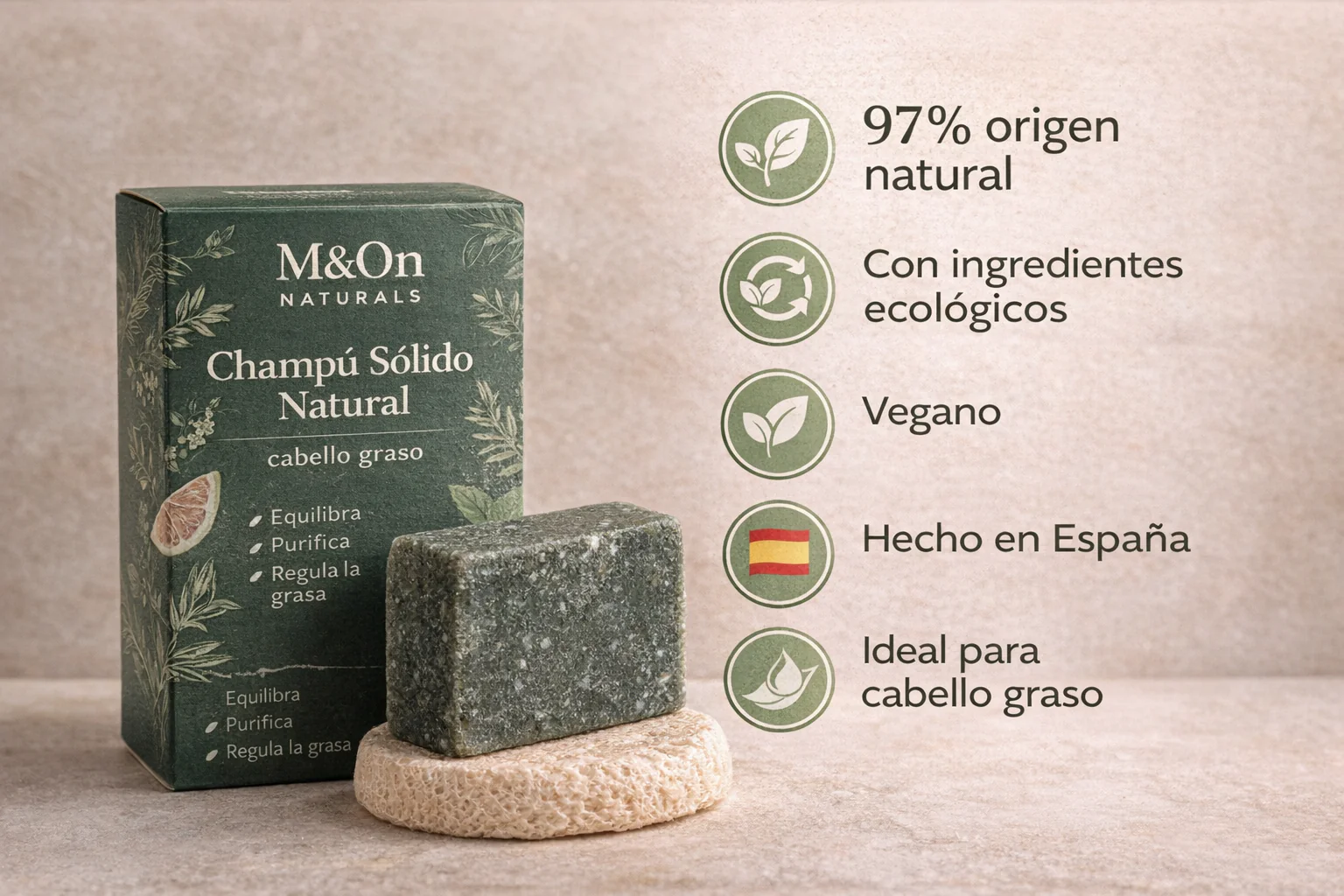 Champú Sólido Natural Para Cabello Graso 80 G | Purificante Y Equilibrante | M&on Naturals - Image 4